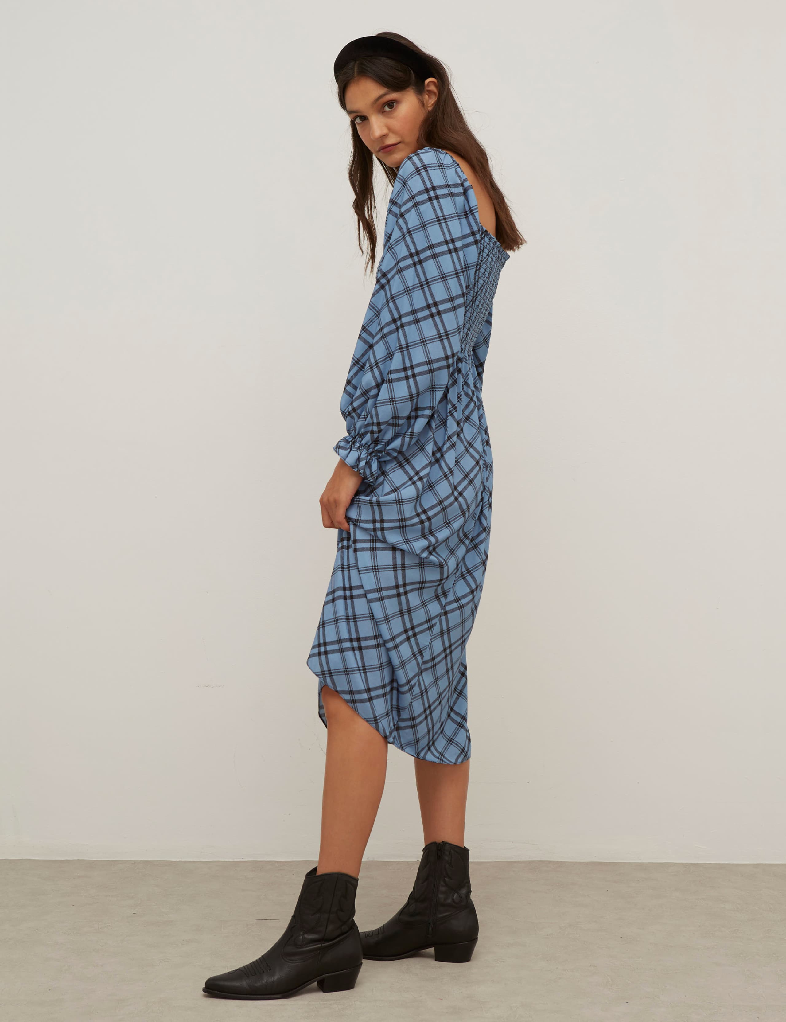 Checked Midi Waisted Dress 2 of 5