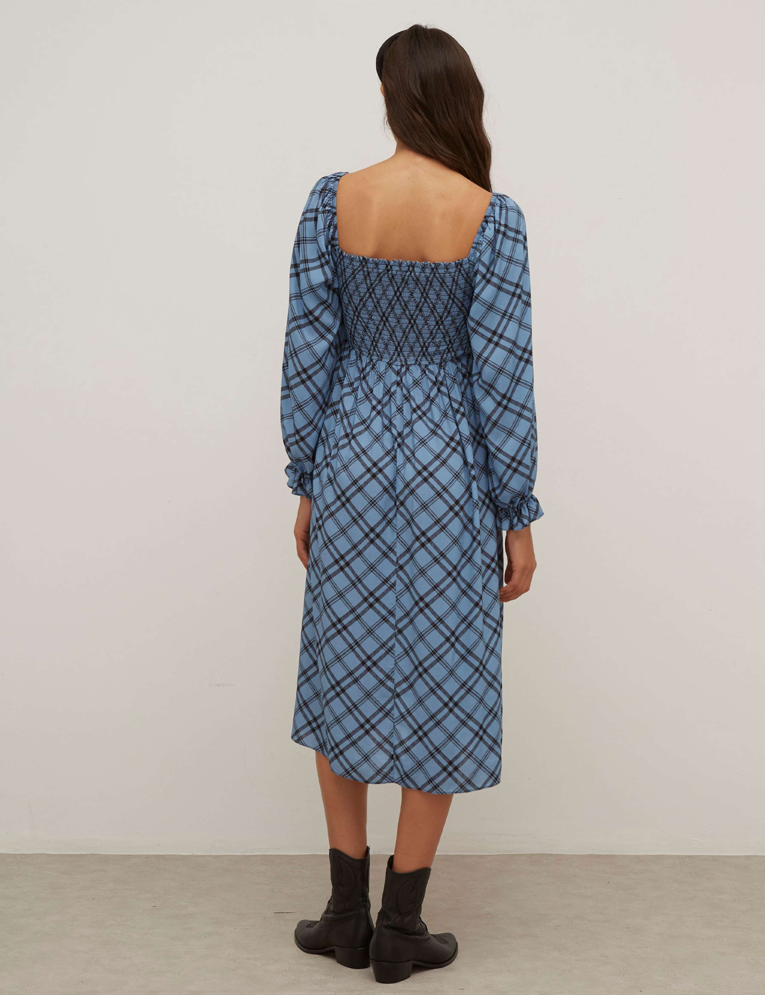 Checked Midi Waisted Dress 3 of 5