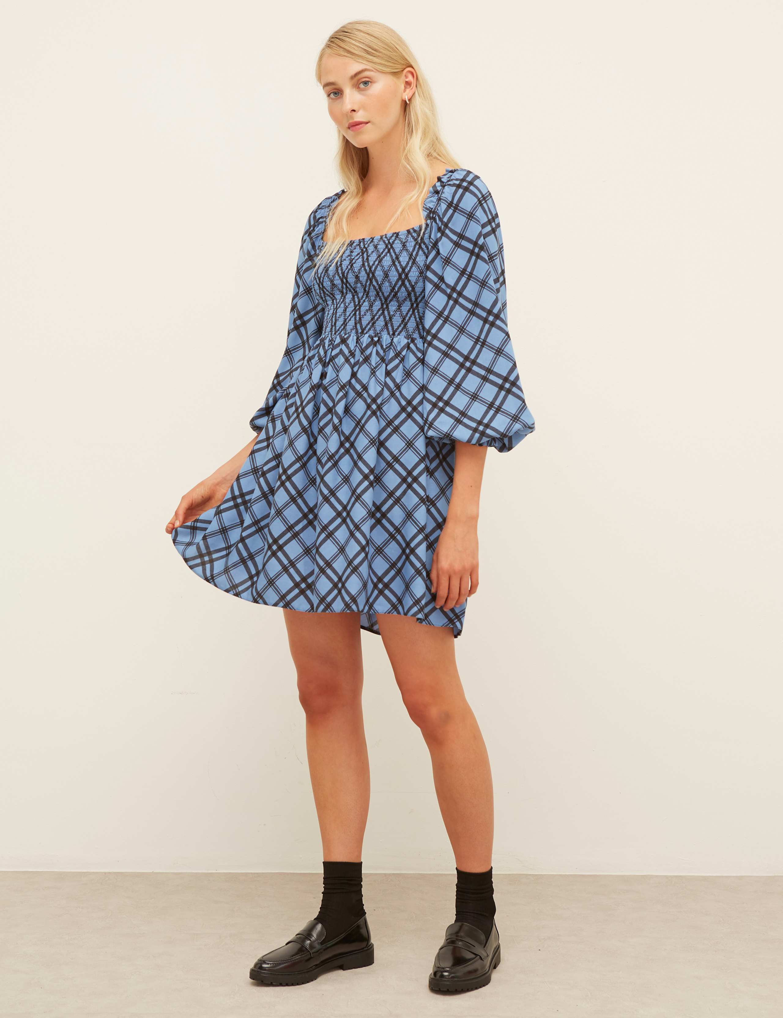 Checked Mini Waisted Dress 2 of 5
