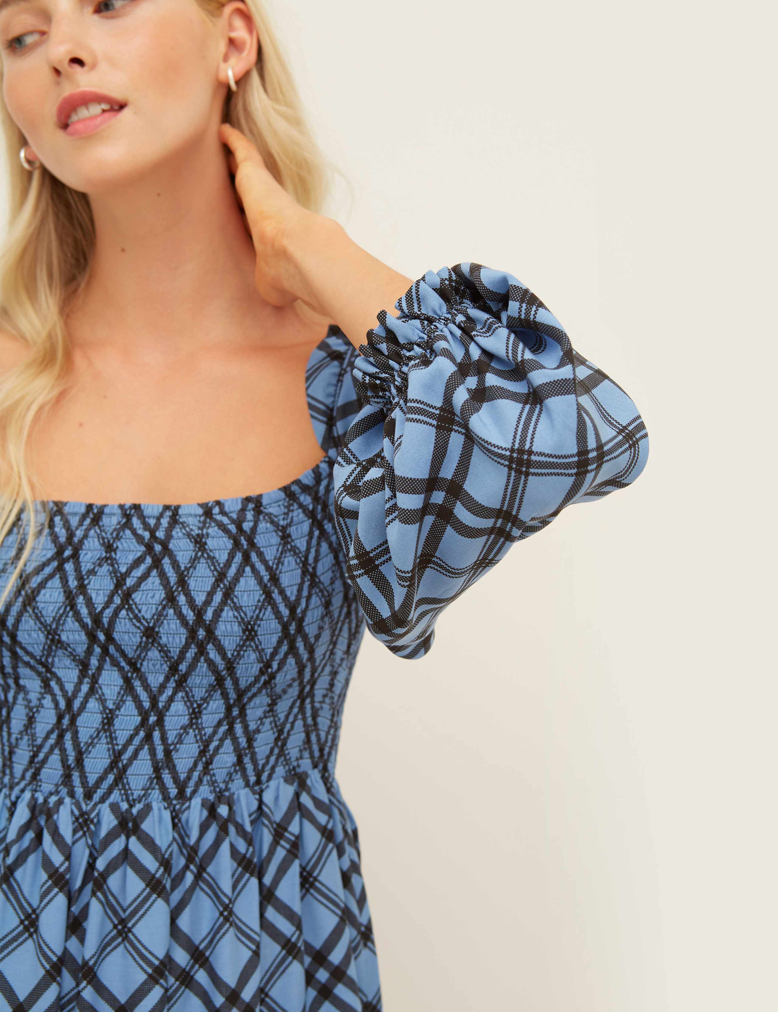 Checked Mini Waisted Dress 3 of 5