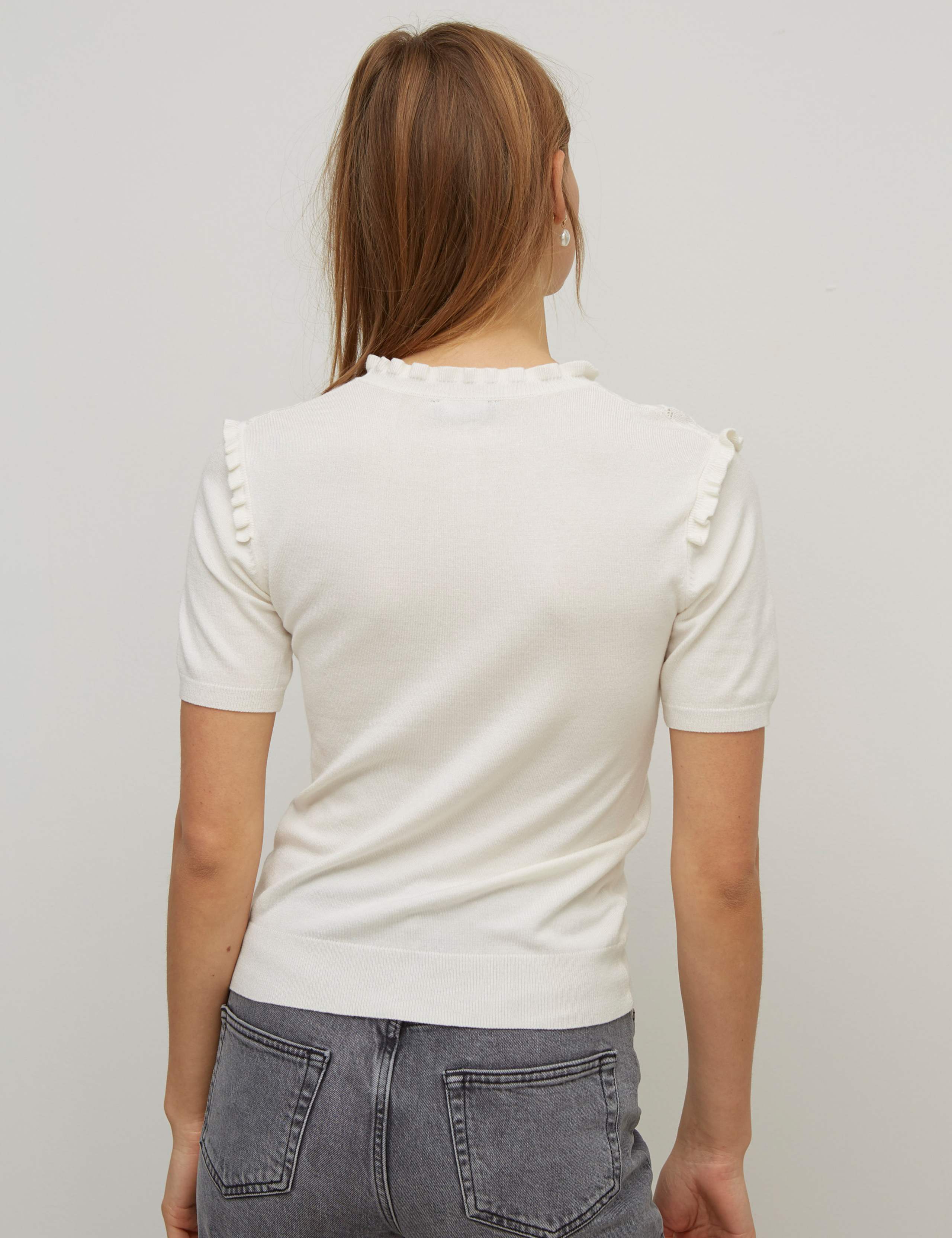 Pointelle Ruffle High Neck Top 2 of 4