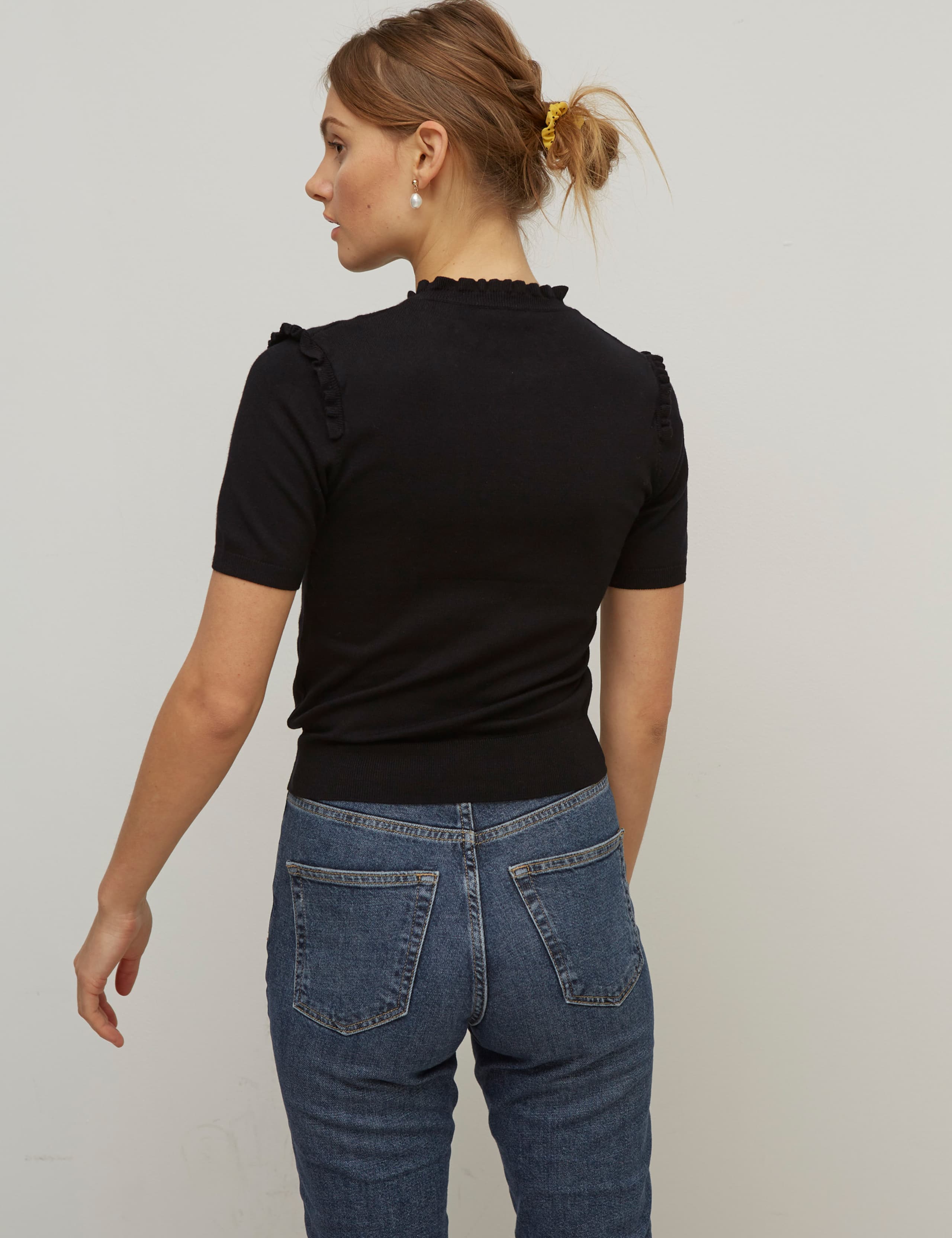 Pointelle Ruffle High Neck Top 3 of 5