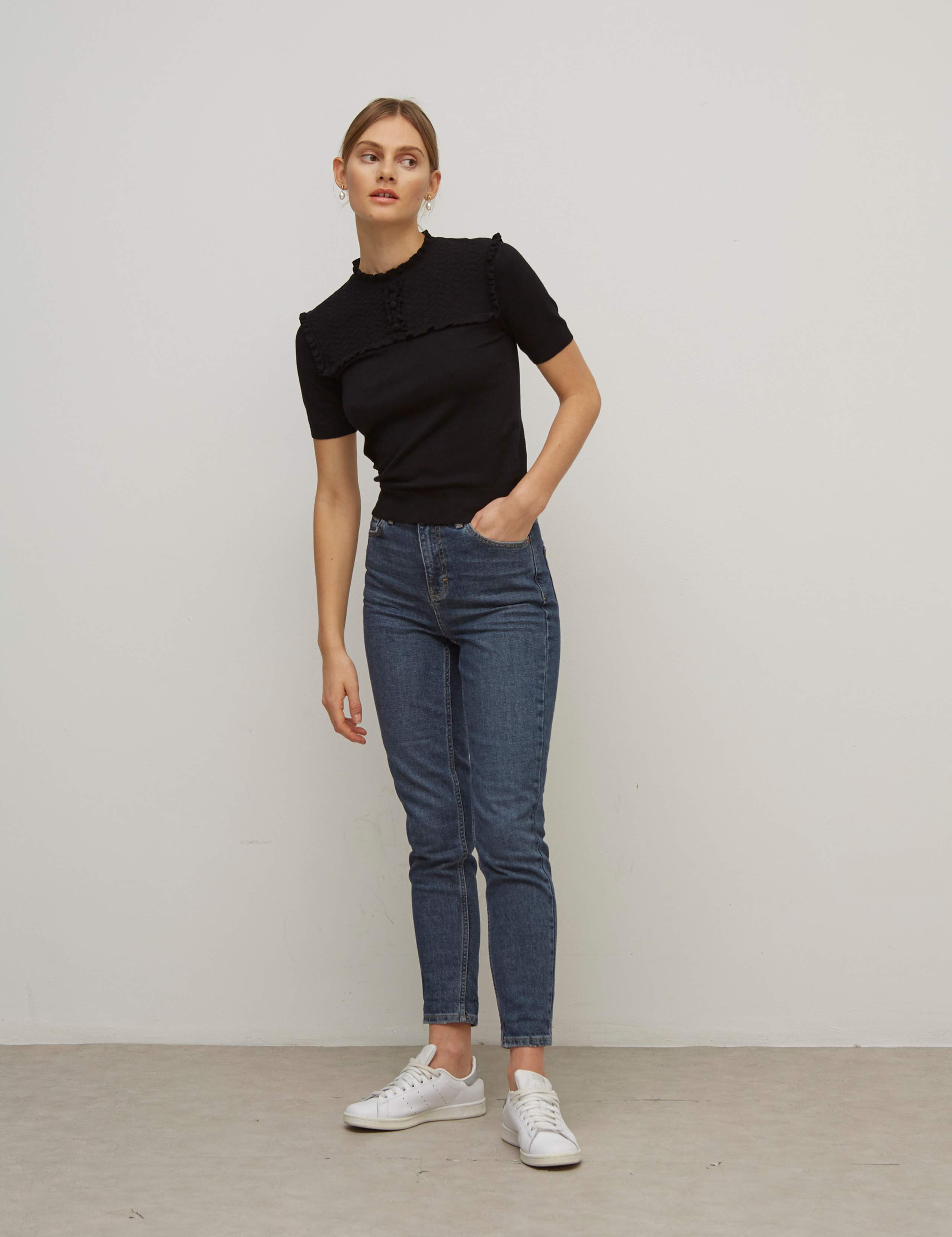 Pointelle Ruffle High Neck Top 5 of 5