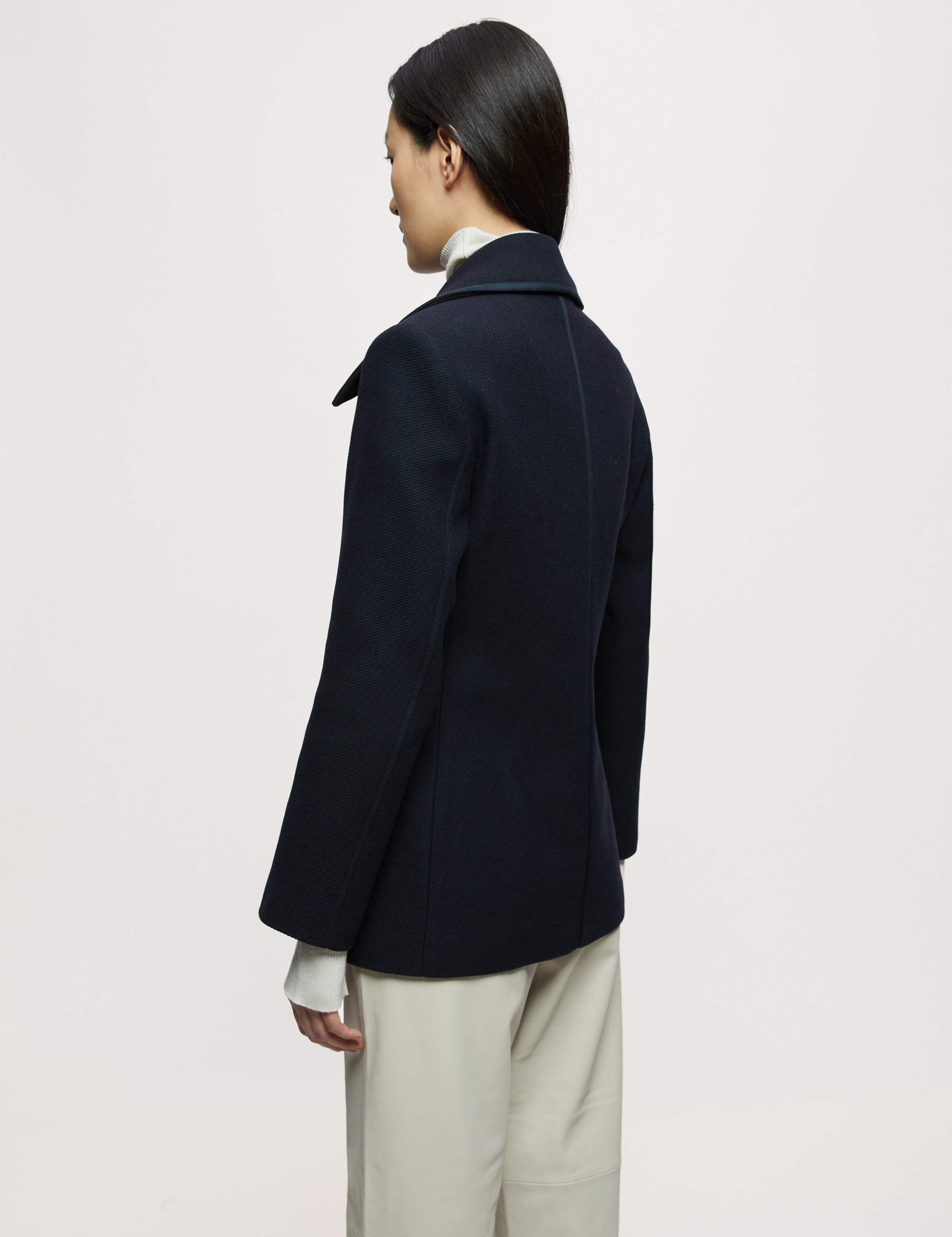 Wool Blend Double Breasted Short Pea Coat 2 of 4