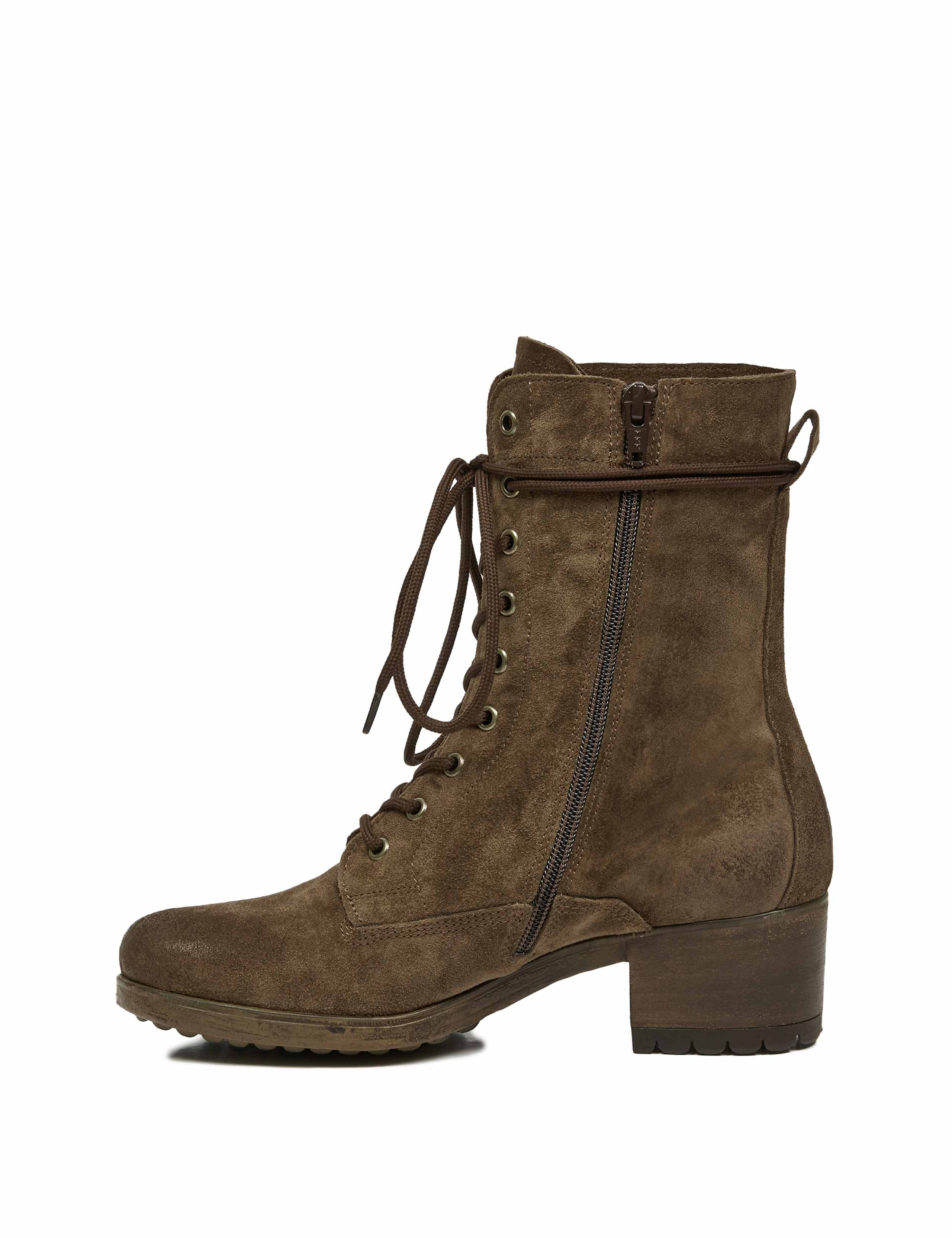 Suede Lace Up Block Heel Ankle Boots 4 of 5