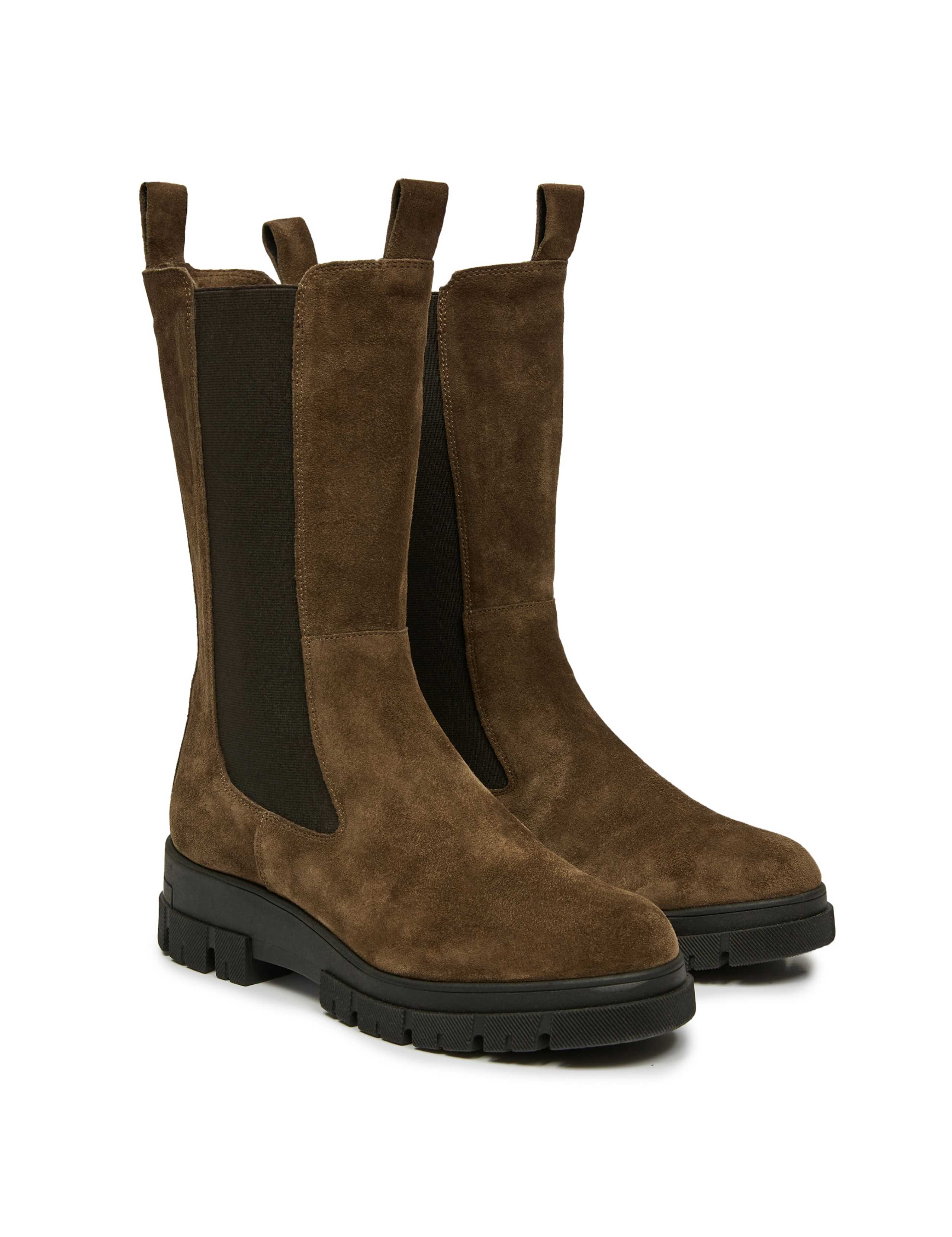 Suede Chelsea Chunky Block Heel Boots 2 of 5