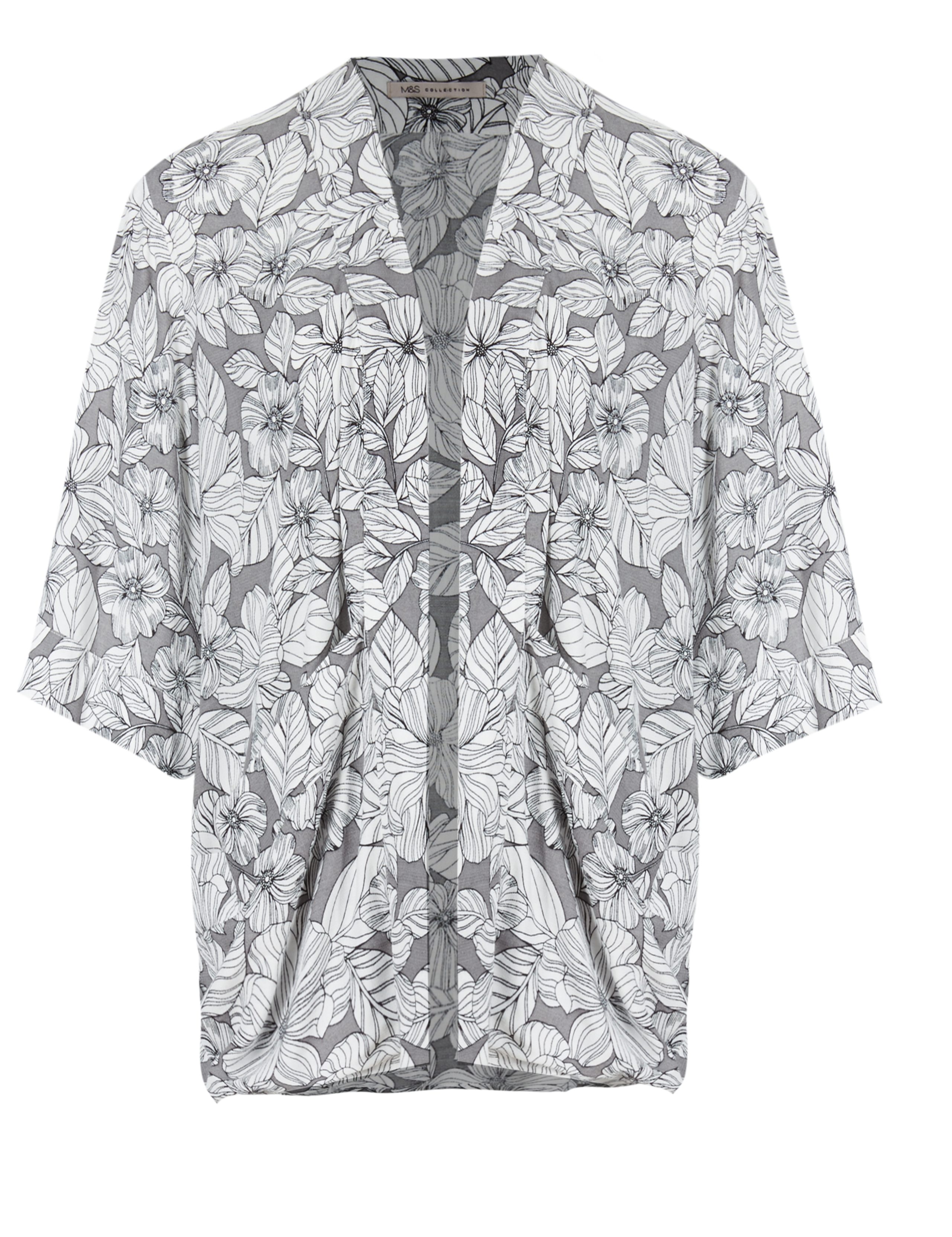 PLUS 3/4 Sleeve Hydrangea Print Kimono 2 of 3