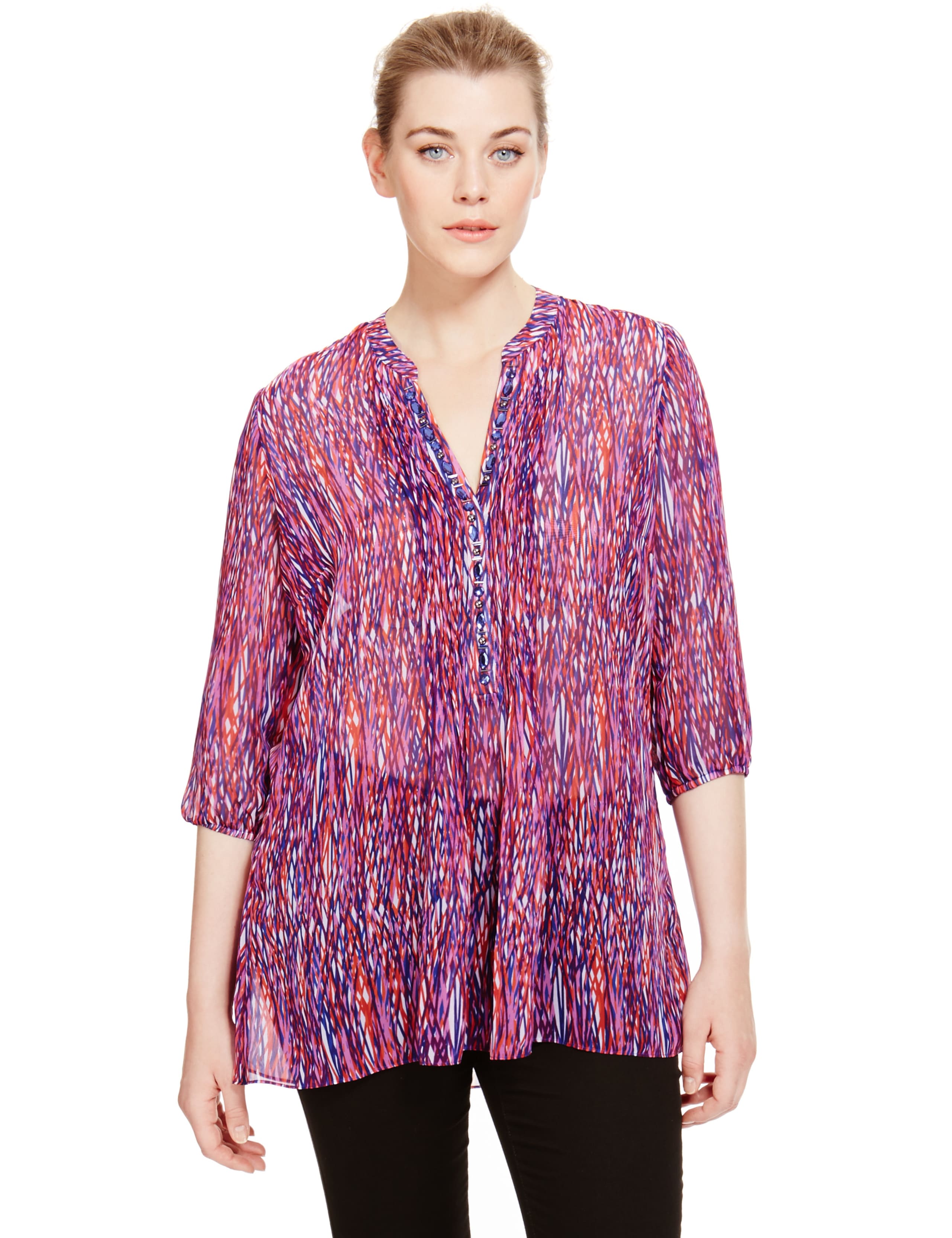 PLUS Abstract Print Dippy Hem Tunic 1 of 3