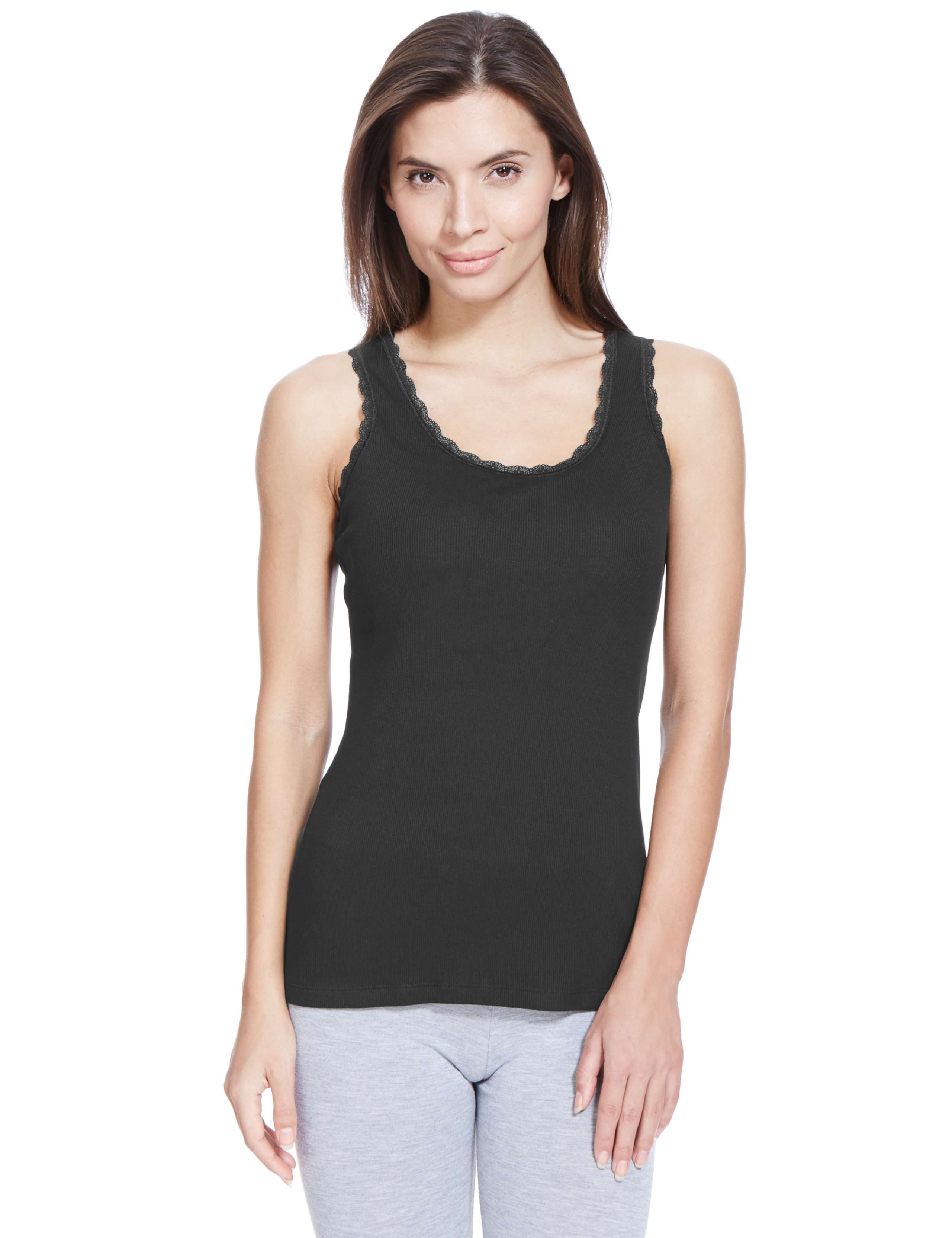 Secret Support™ Racerback Ribbed Lace Trim Bra Vest 1 of 3
