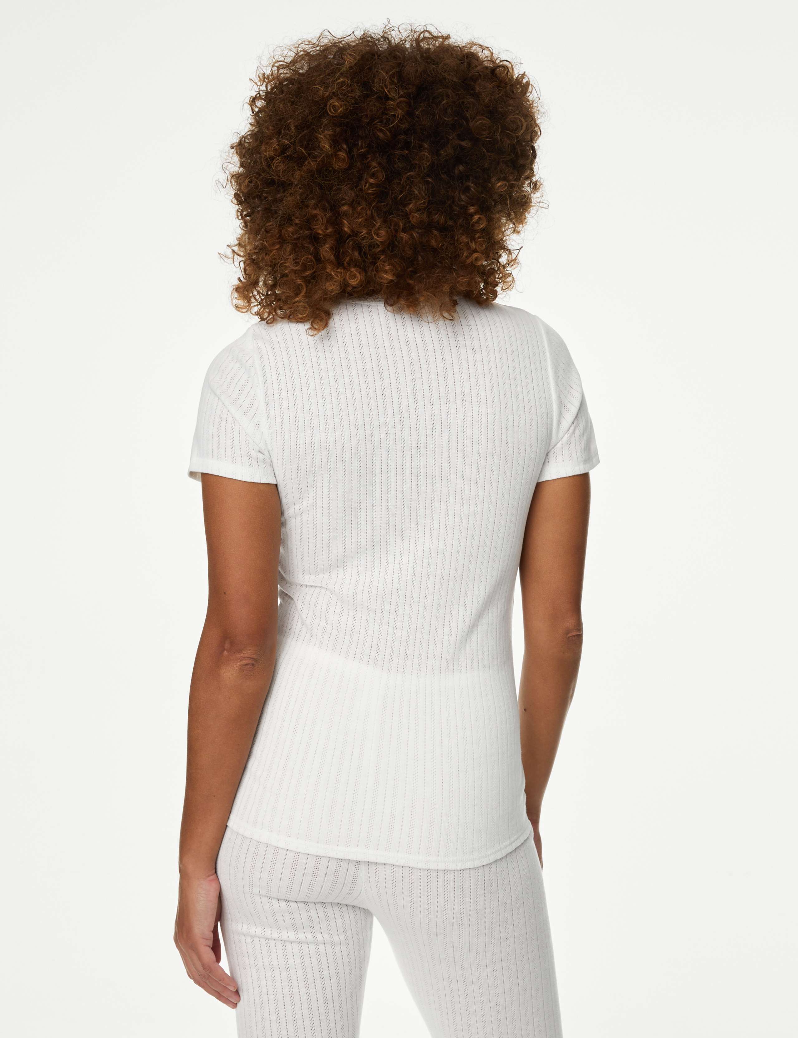 2pk Thermal Short Sleeve Pointelle Tops 5 of 6
