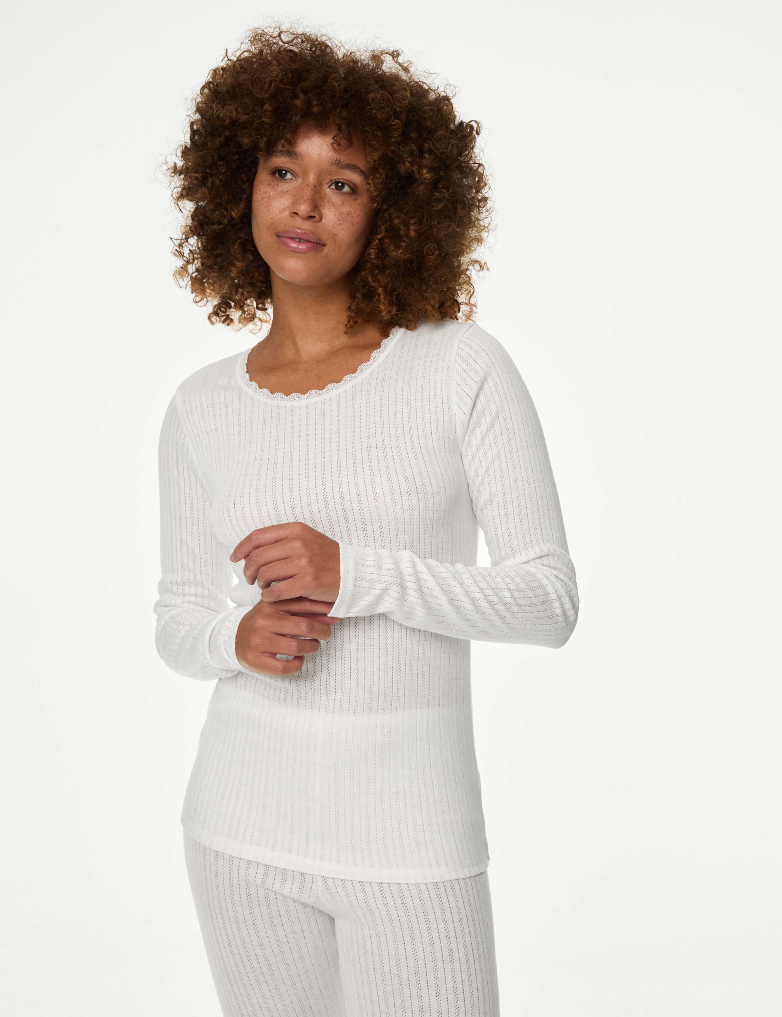 2pk Pointelle Thermal Long Sleeve Tops 3 of 6