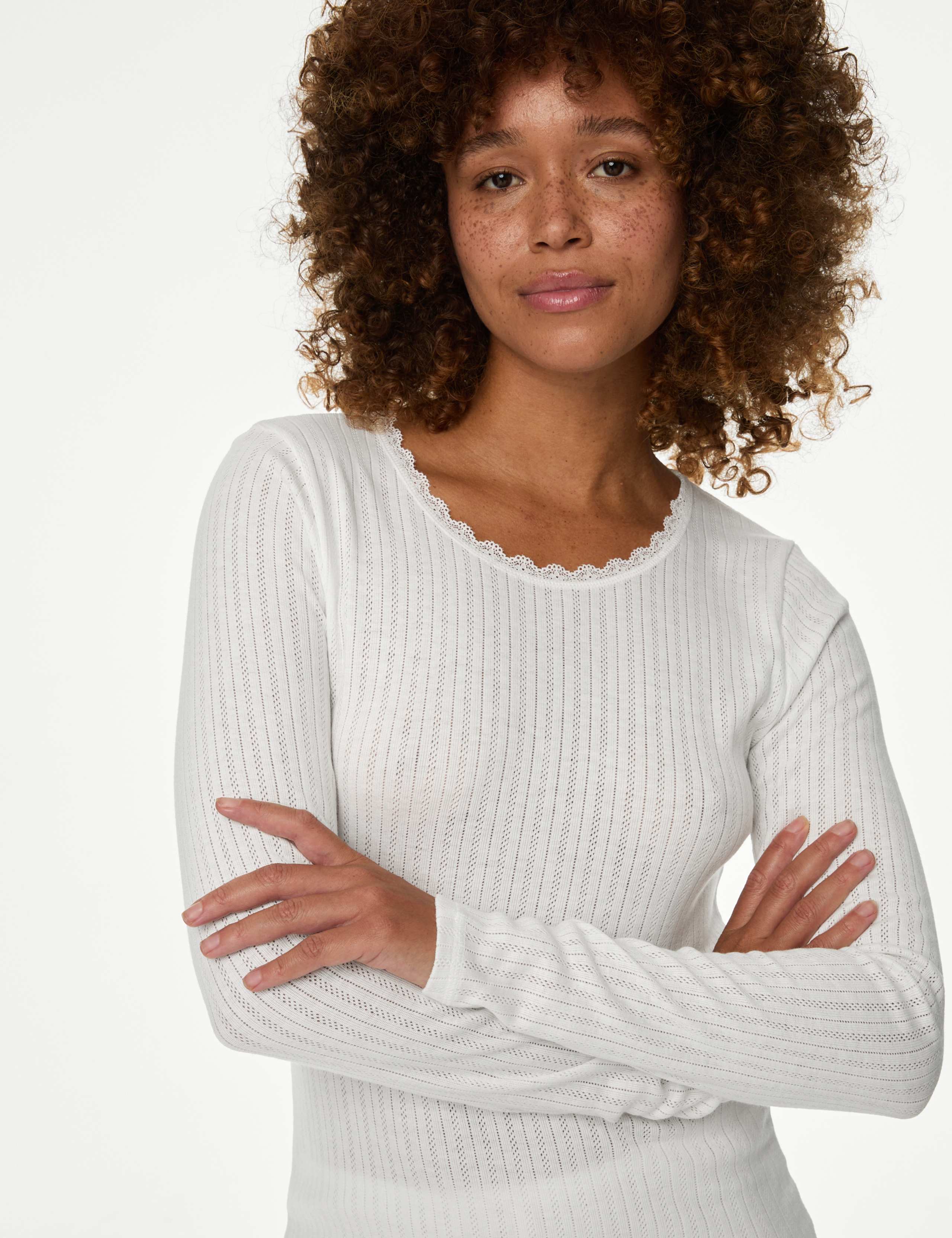 2pk Pointelle Thermal Long Sleeve Tops 4 of 6