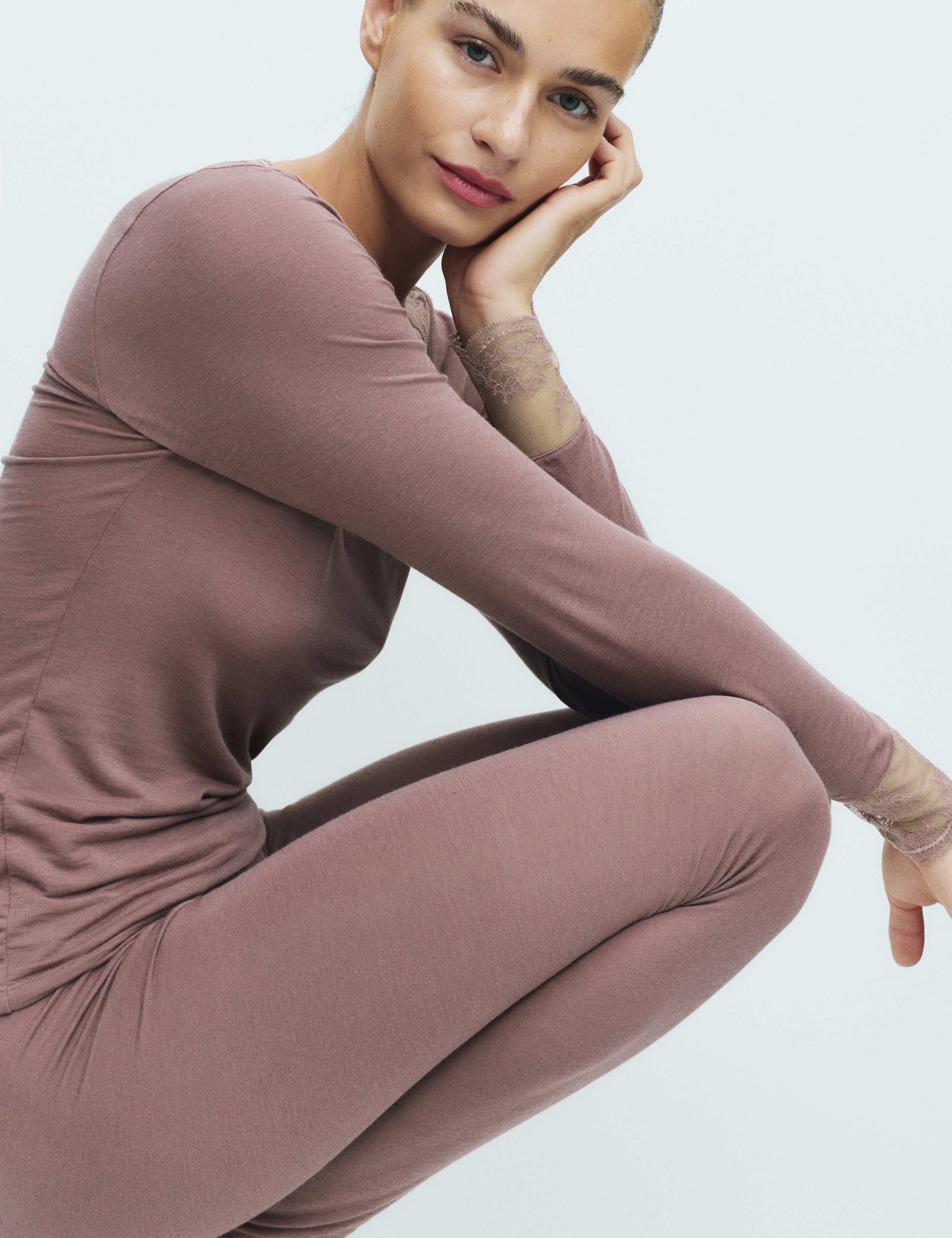 Modal Rich Long Sleeve Top with Cashmere 1 of 5