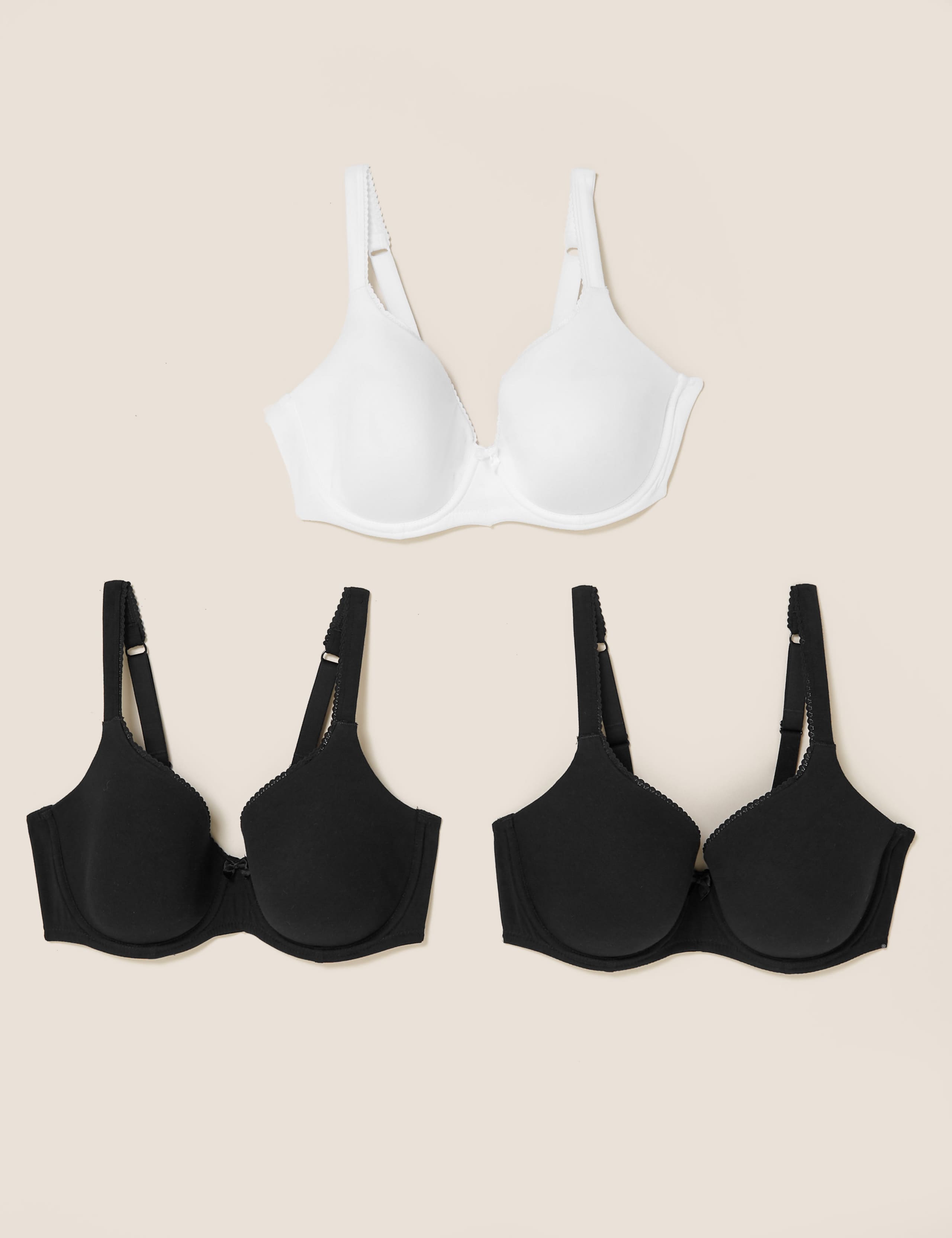3pk Cotton Wired Full Cup Bras A-E 2 of 4