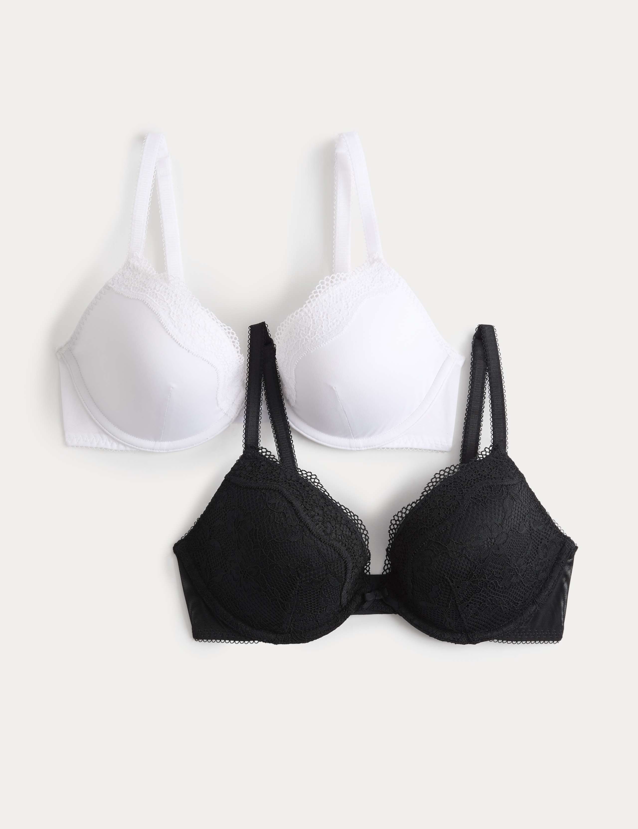 2 Pack Jasmine Lace Wired Plunge Bras A-E 1 of 7