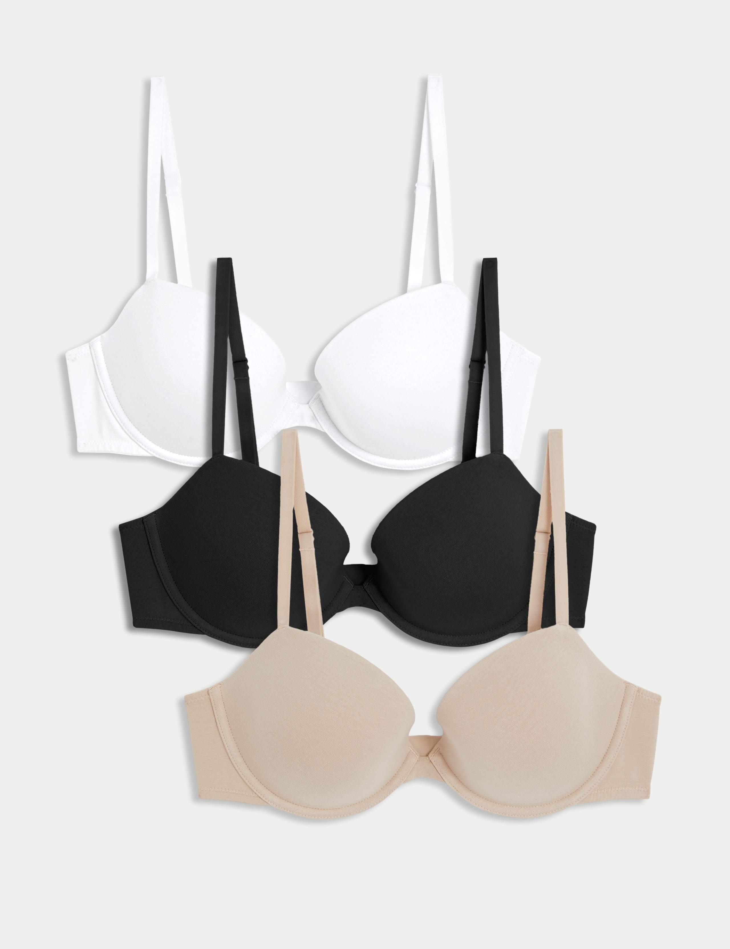 3pk Cotton Rich Wired Balcony Bras A-E 1 of 9