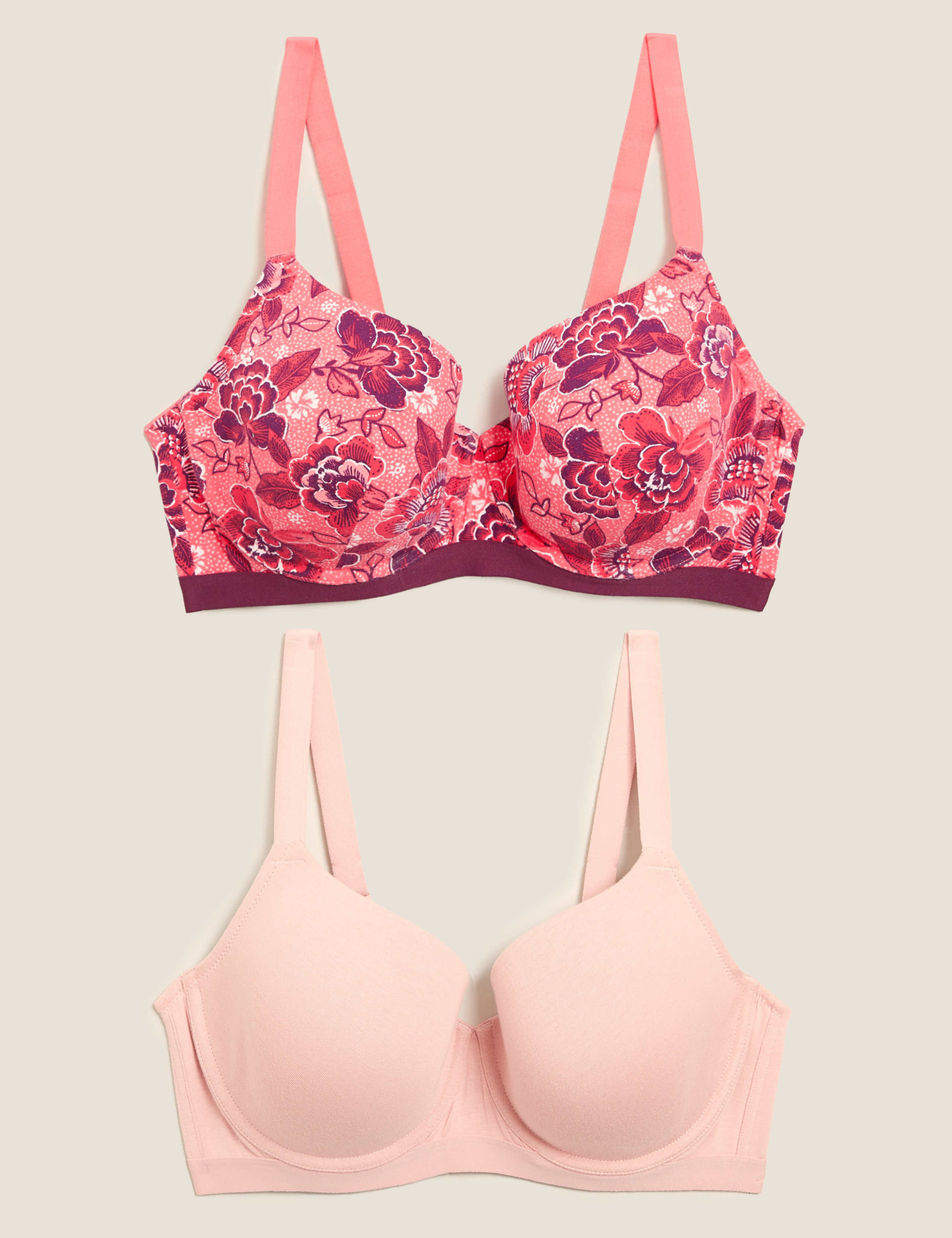 2pk Cotton Underwired Full Cup Bras A-E 1 of 7