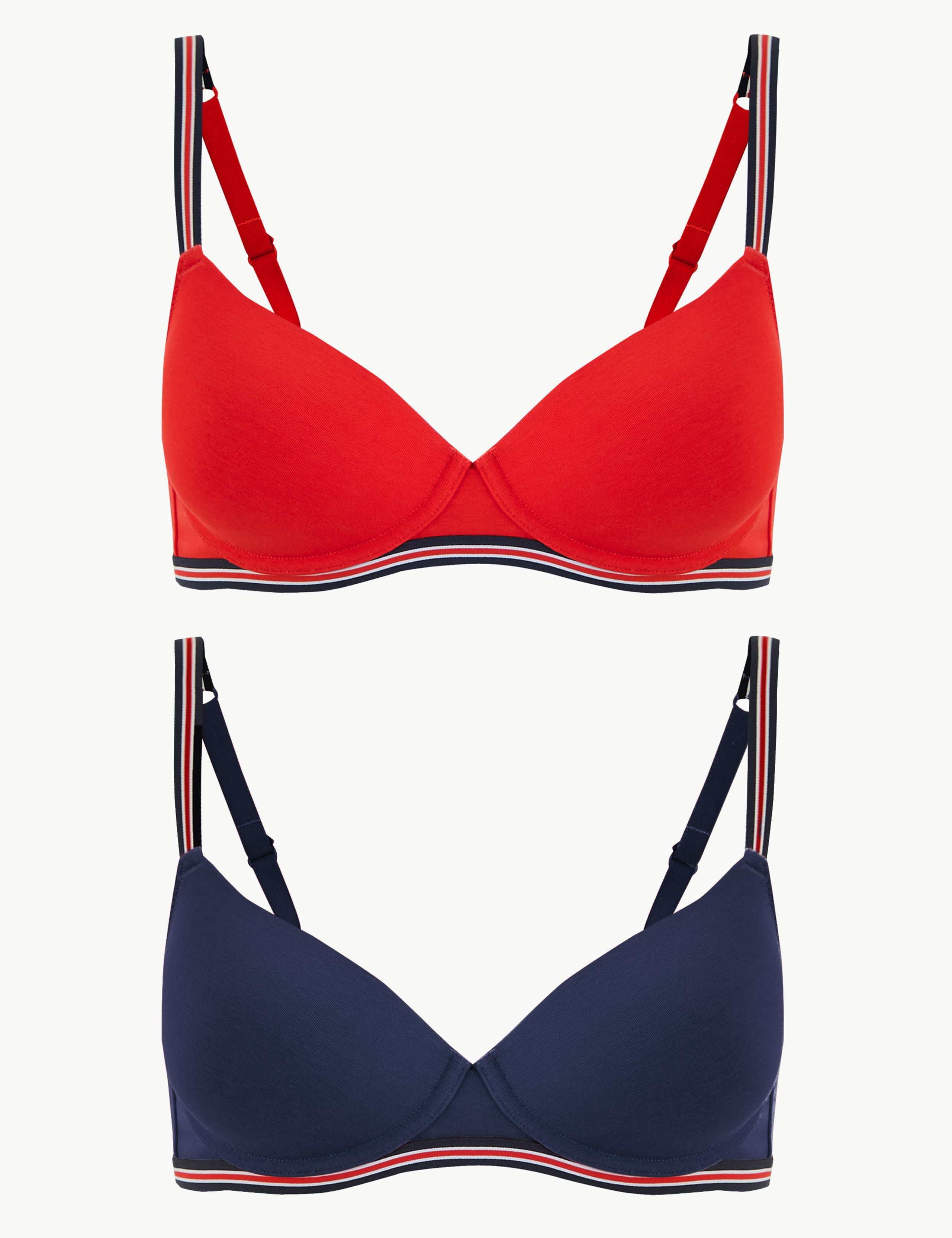 2 Pack Cotton Rich Underwired Full Cup Bra A-E 1 of 5