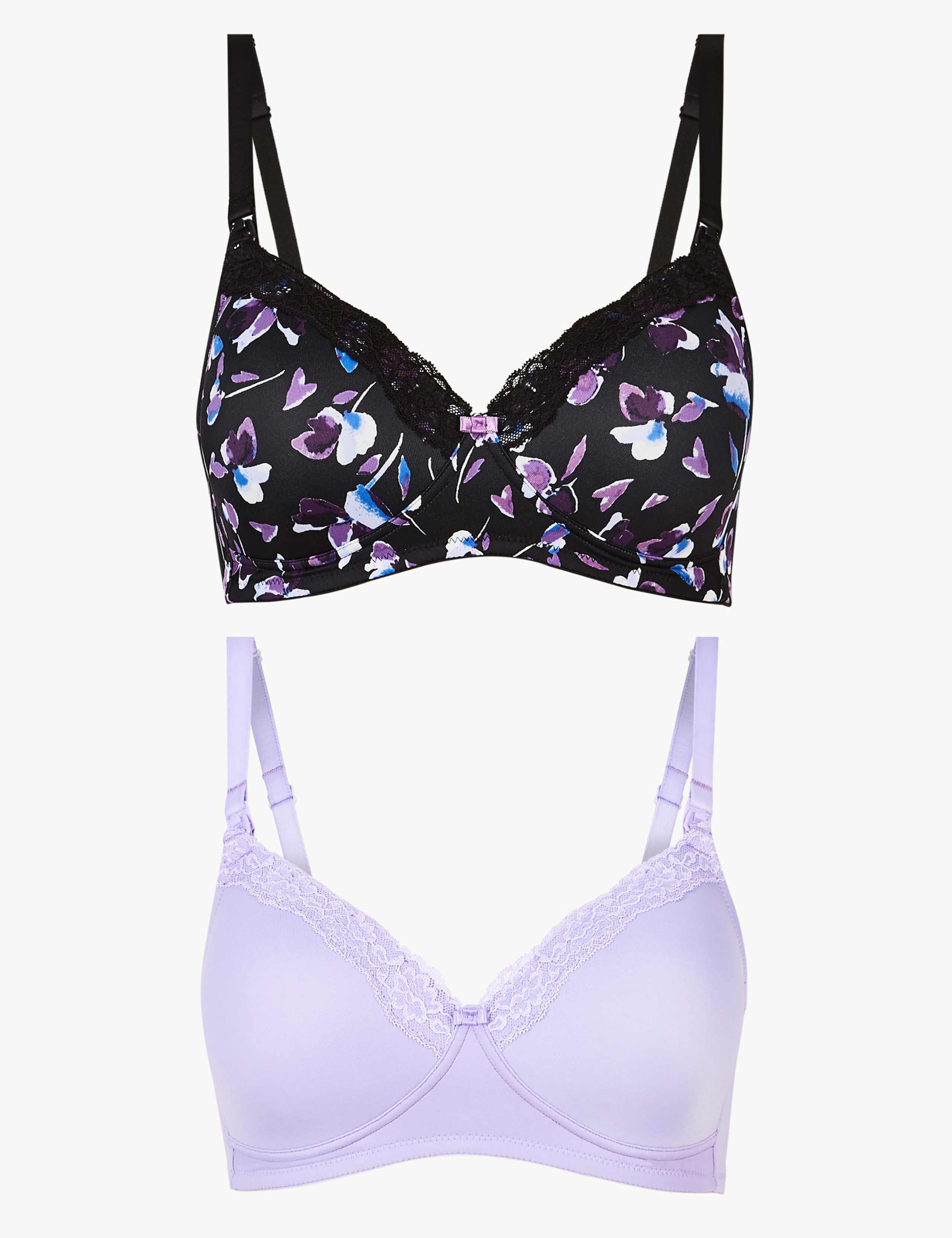 2 Pack Maternity Padded Full Cup Bras B-F 1 of 5