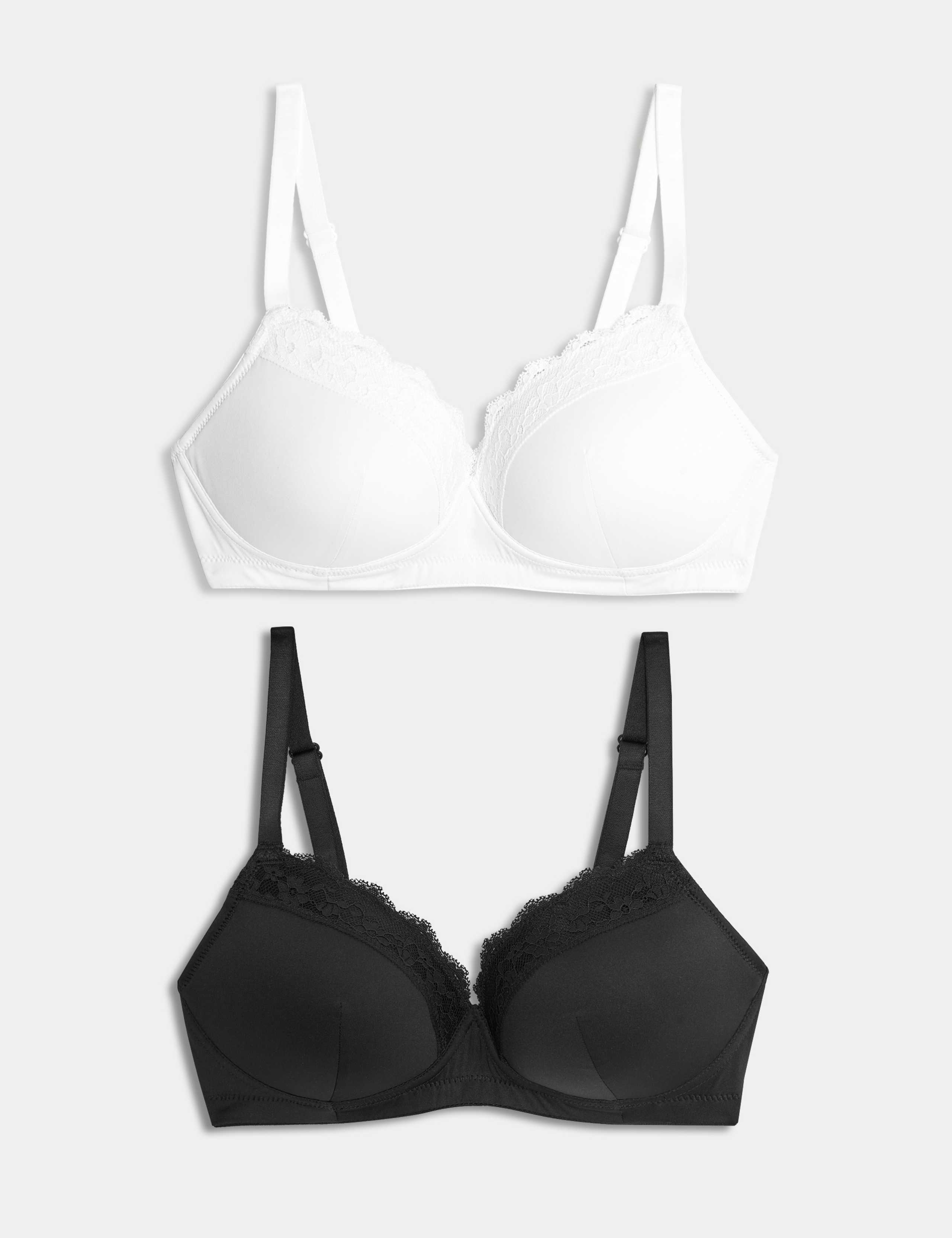 2pk Lace Trim Post Surgery Bras A-E 1 of 3