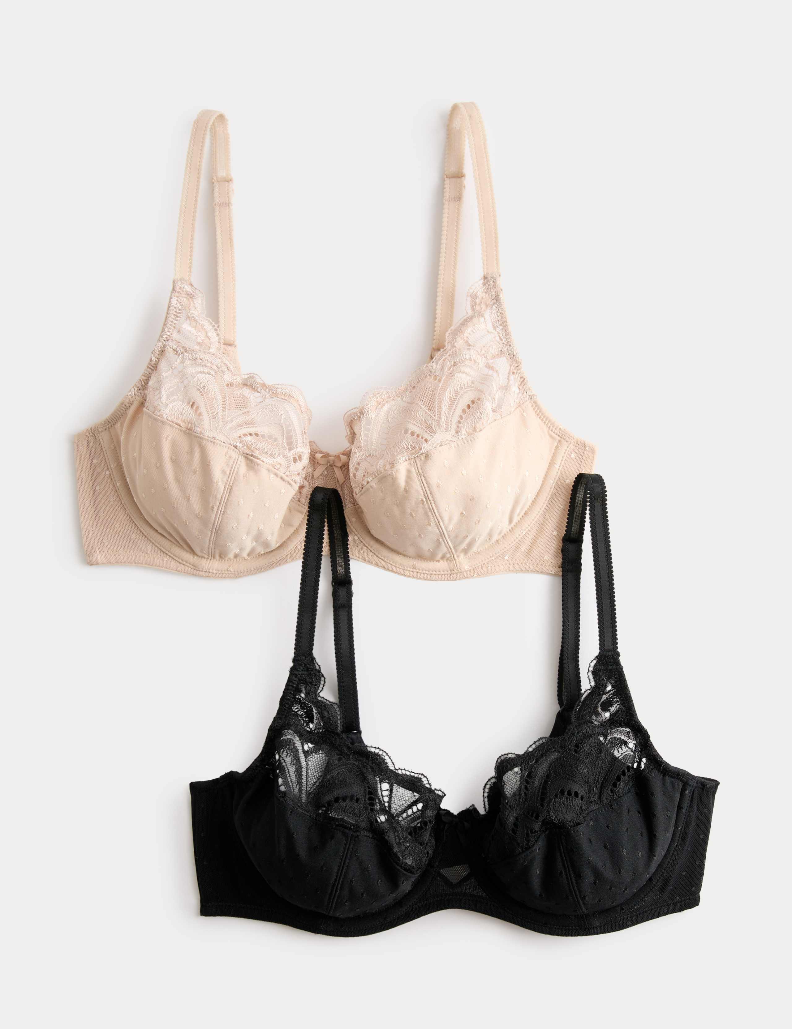 2 Pack Amelia Lace Wired Full Cup Bra A-E 1 of 7