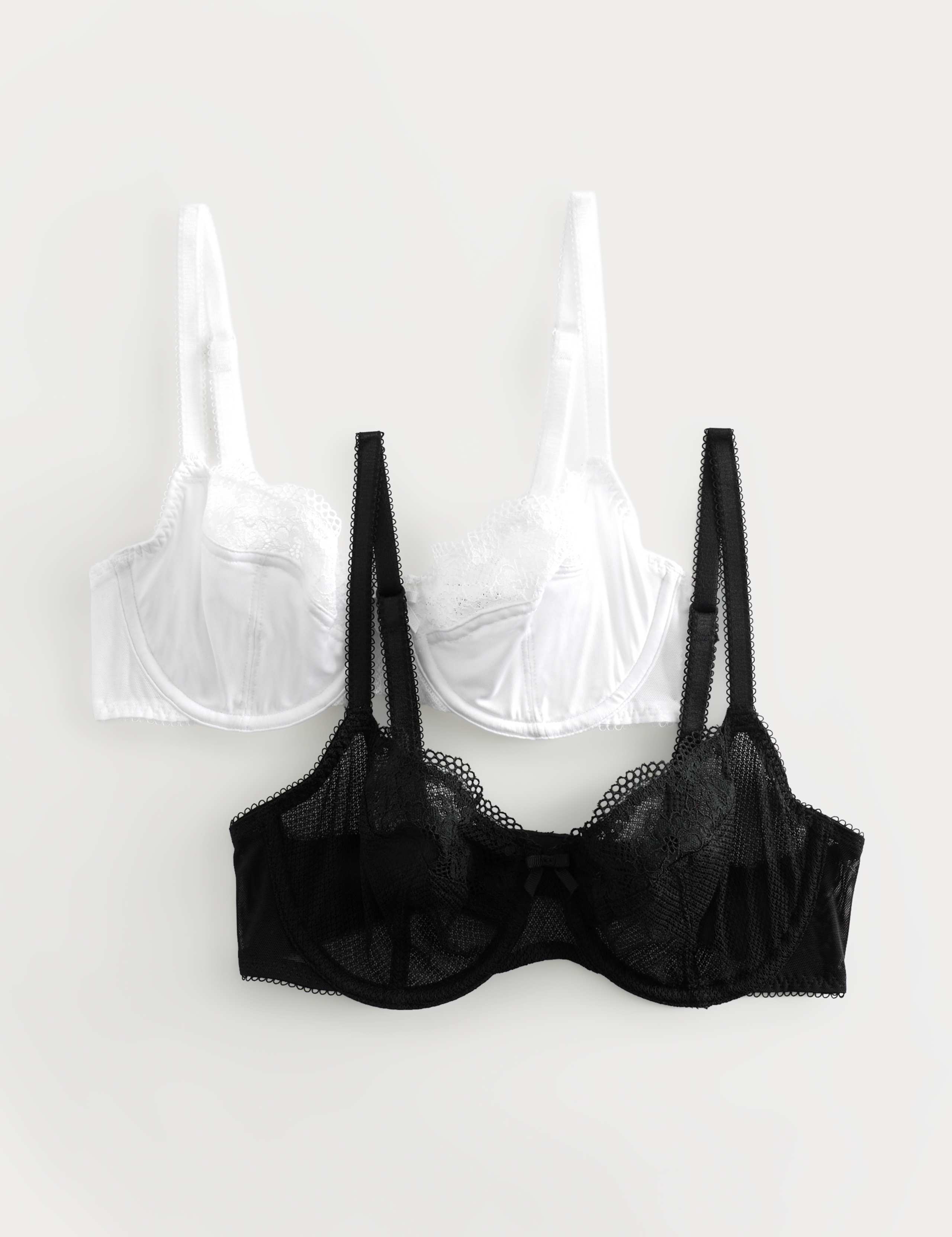 2 Pack Jasmine Lace Wired Balcony Bras (A-E) 1 of 3