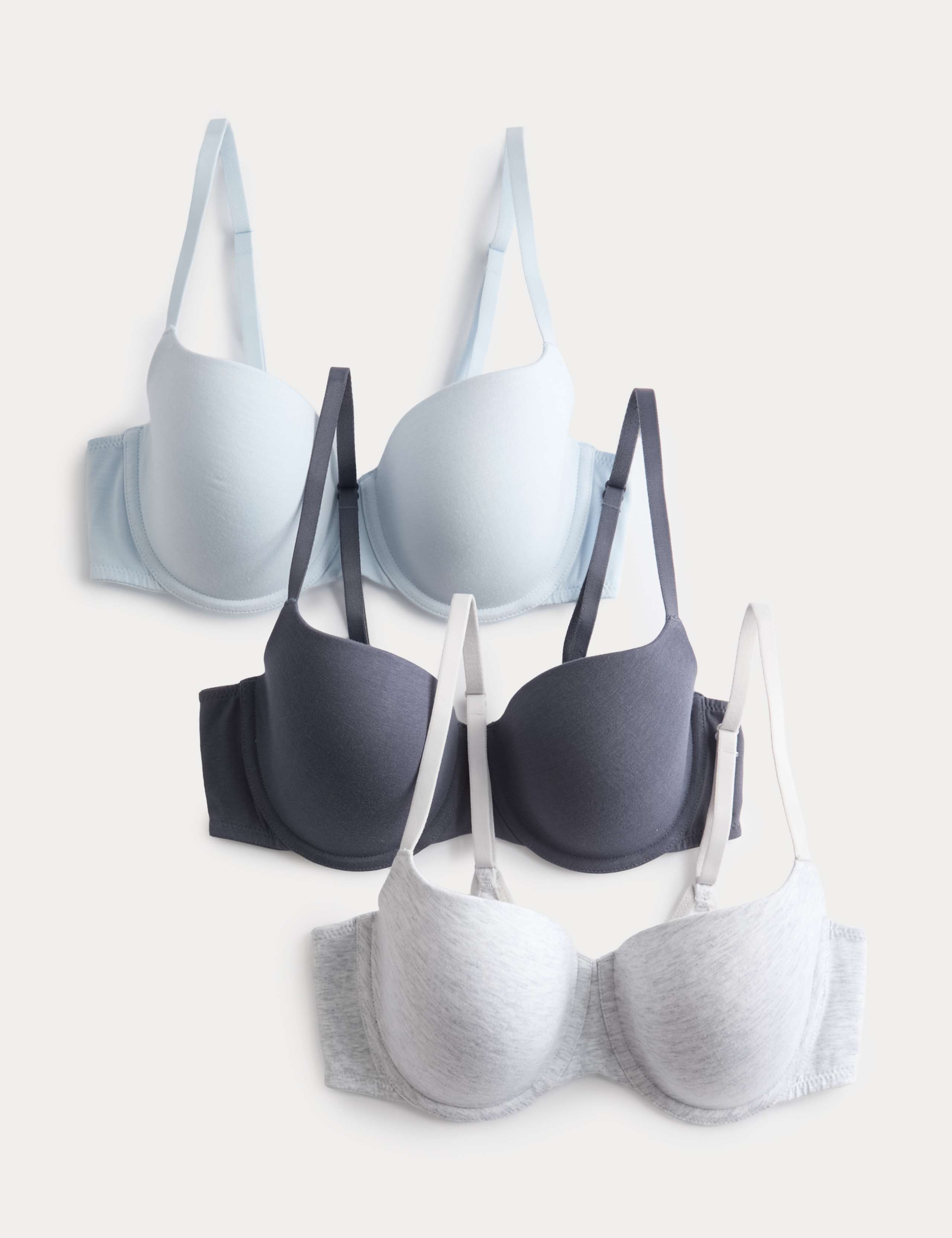3pk Cotton Rich Wired Balcony Bras (A-E) 1 of 7
