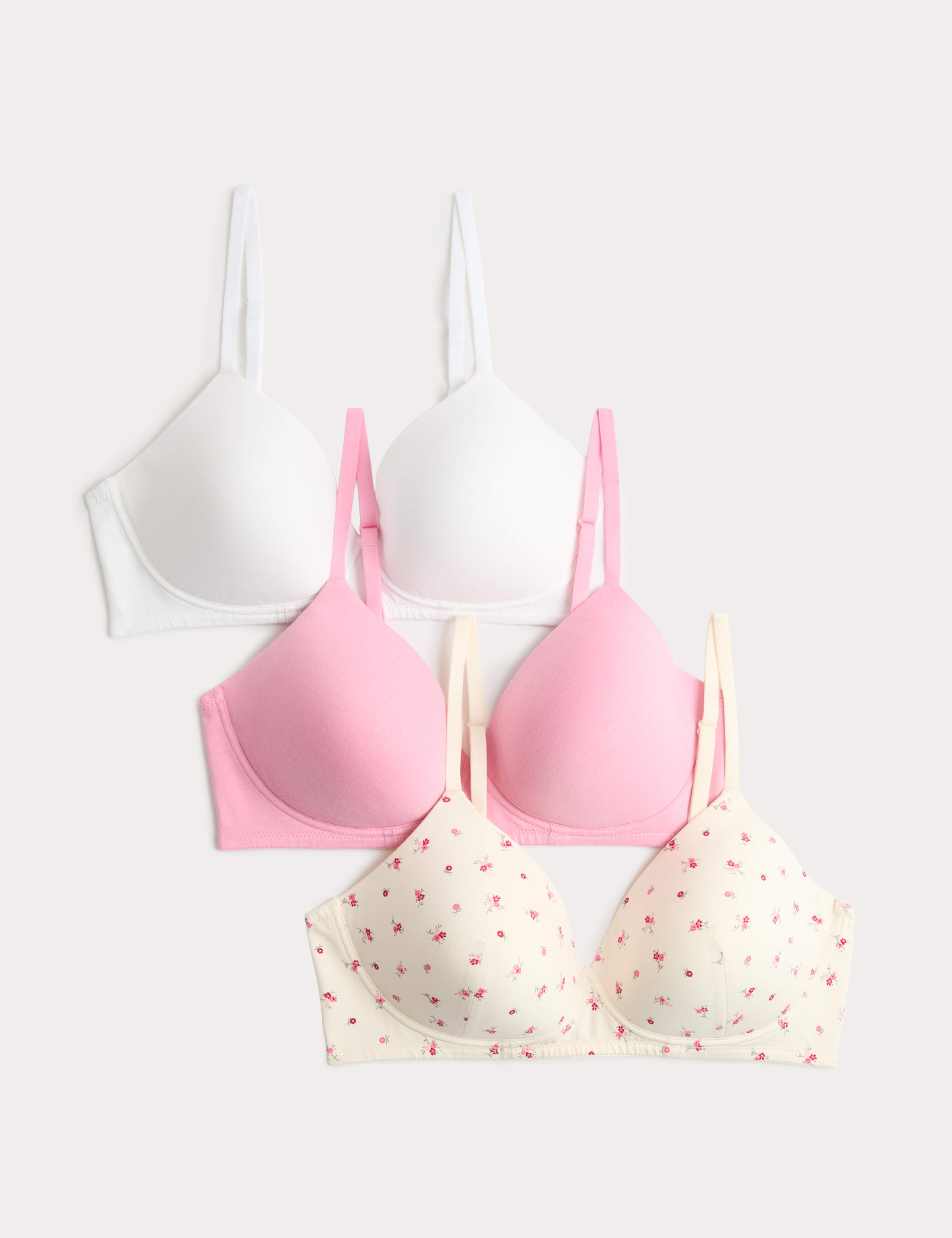 3pk Cotton Non Wired Full Cup T-Shirt Bra A-E 1 of 7