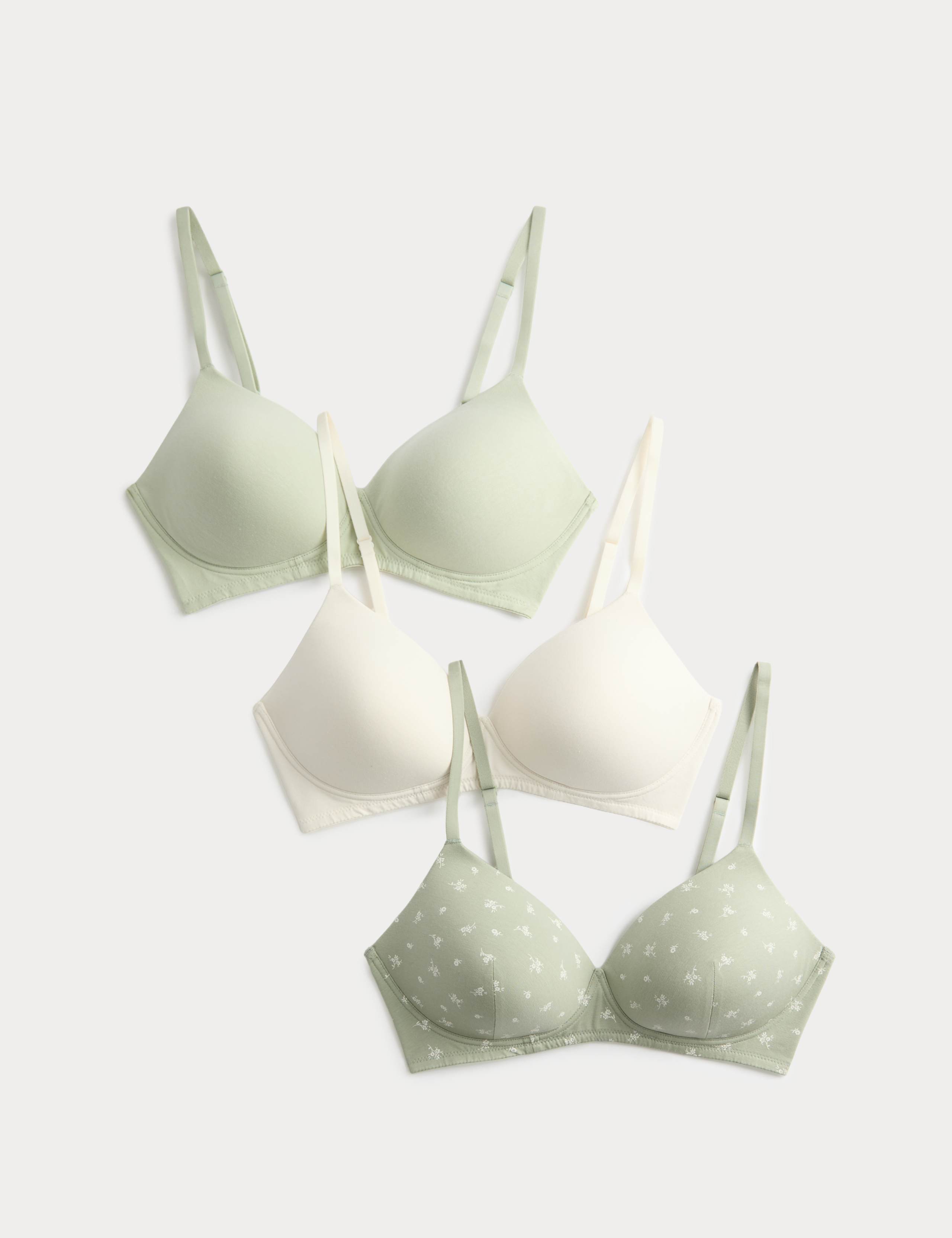3pk Cotton Non Wired Full Cup T-Shirt Bra A-E 1 of 6