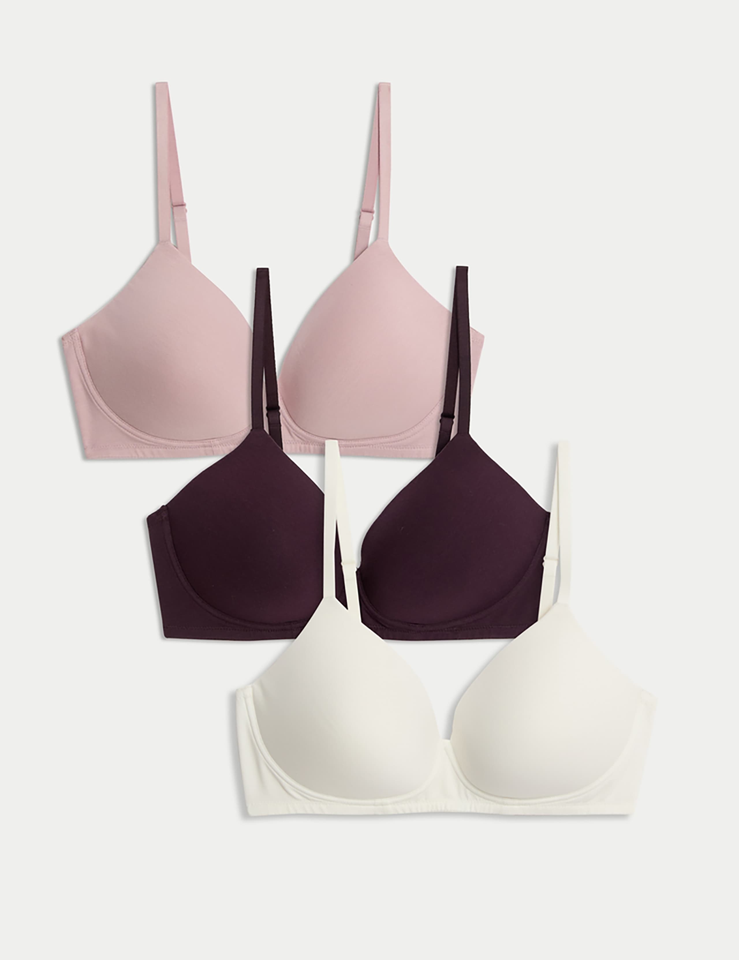 3pk Non Wired T-Shirt Bras A-E 1 of 5