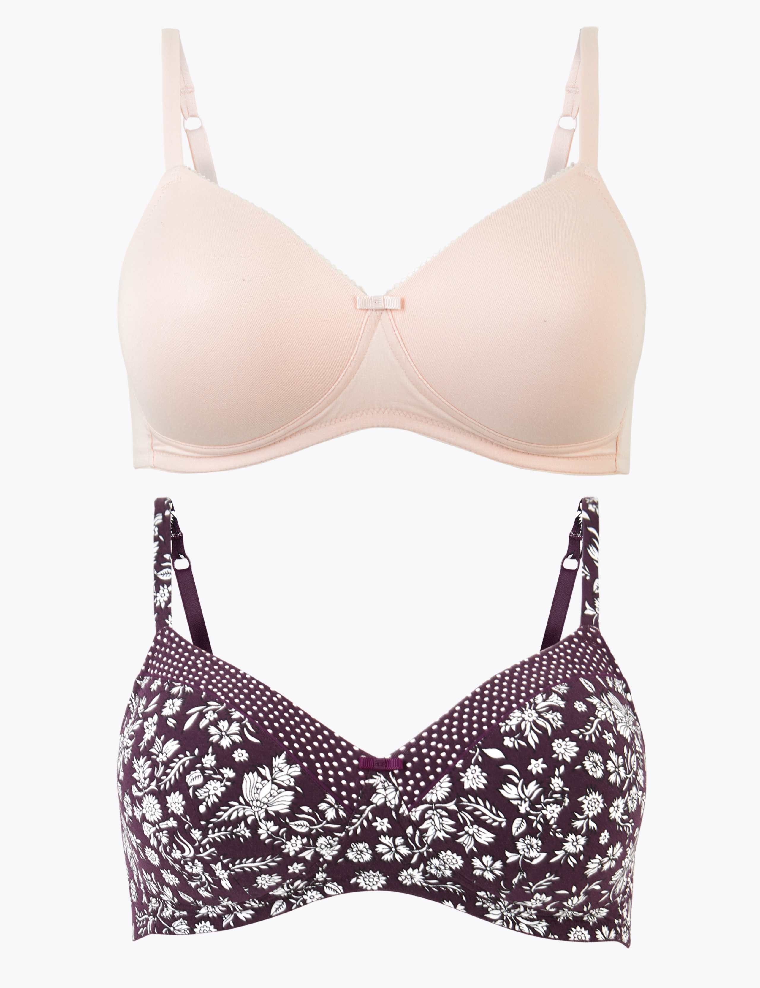 2 Pack Printed Full Cup Bras A-DD 1 of 5