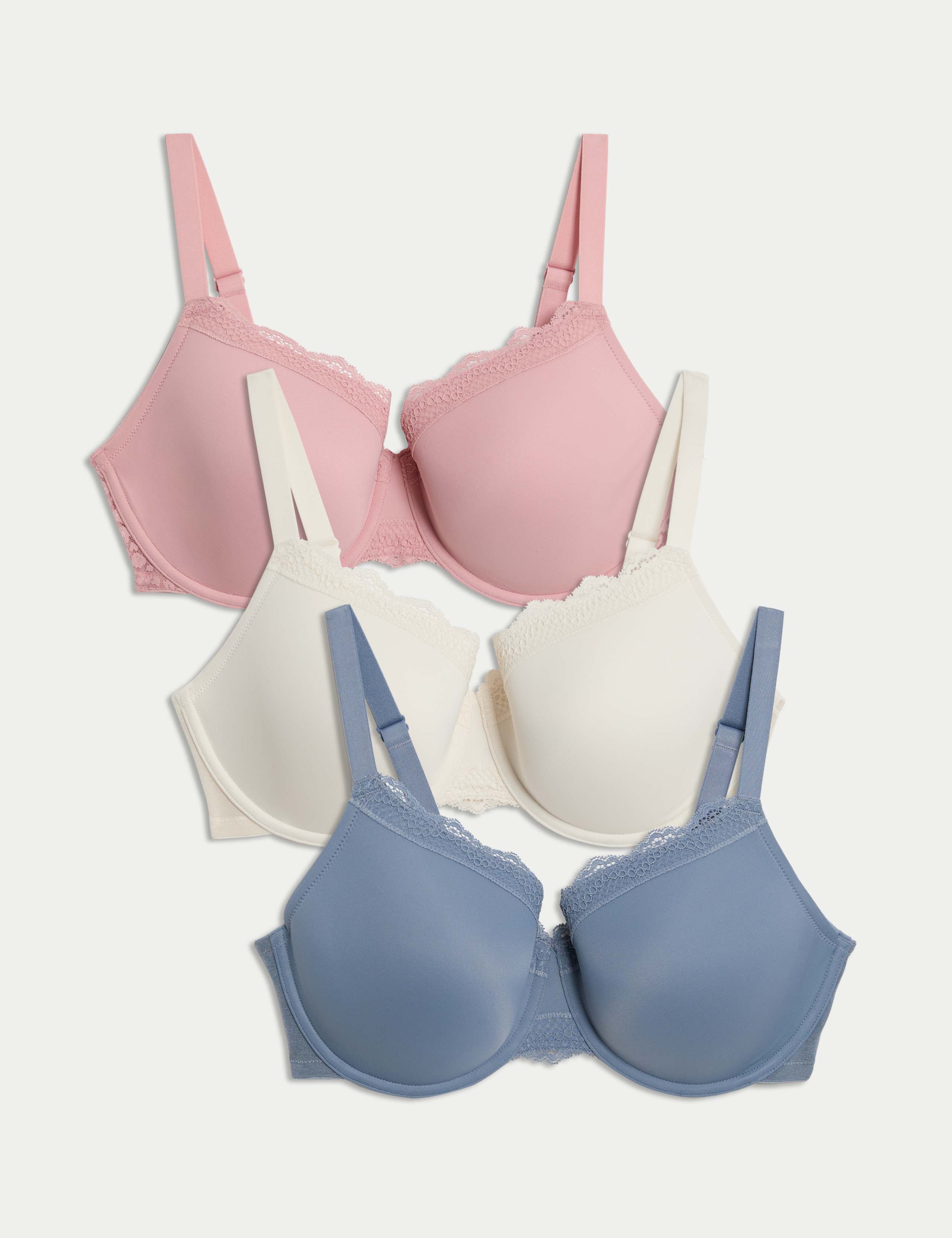 3pk Lace Trim Wired Full Cup Bras F-H 1 of 7