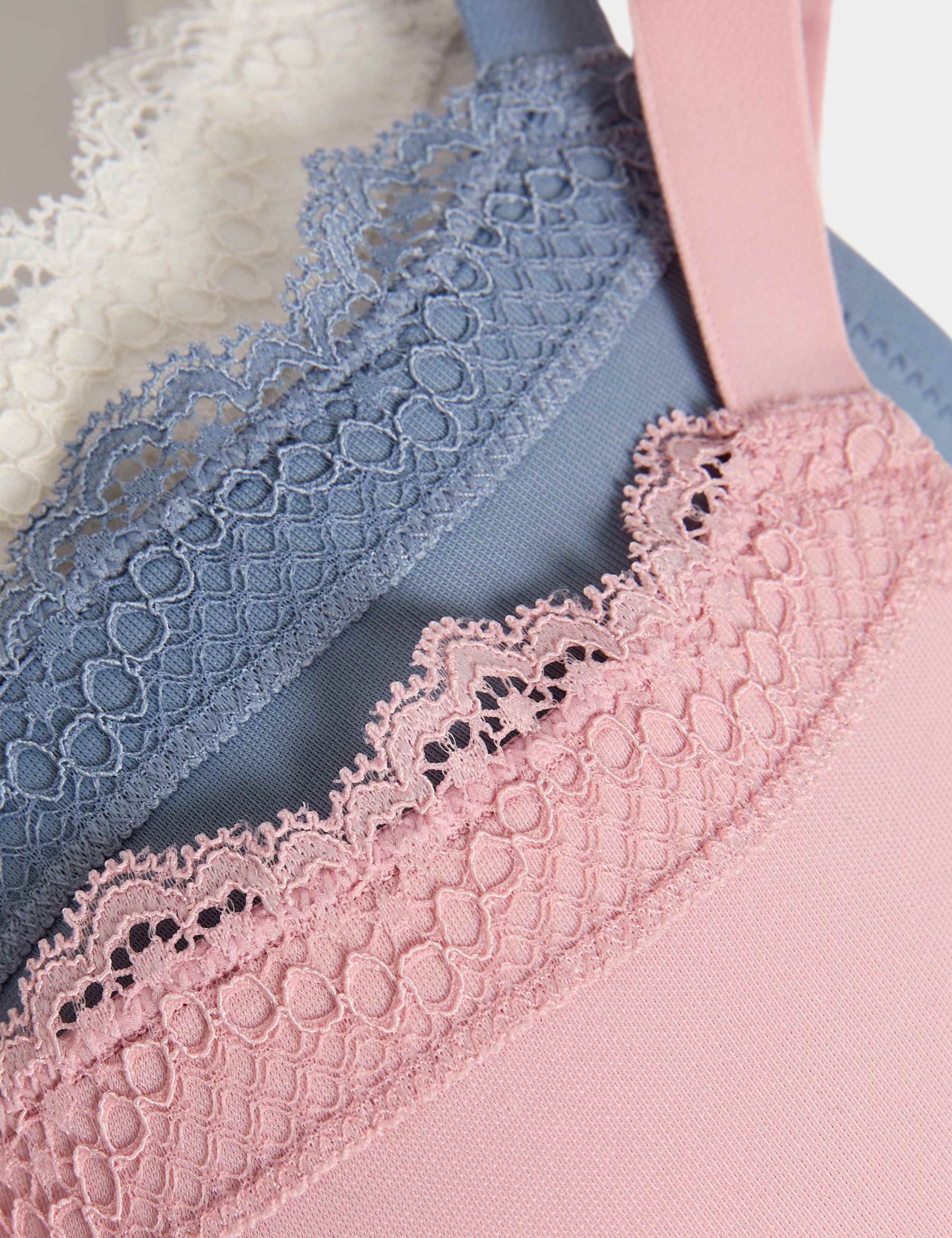 3pk Lace Trim Wired Full Cup Bras F-H 6 of 7