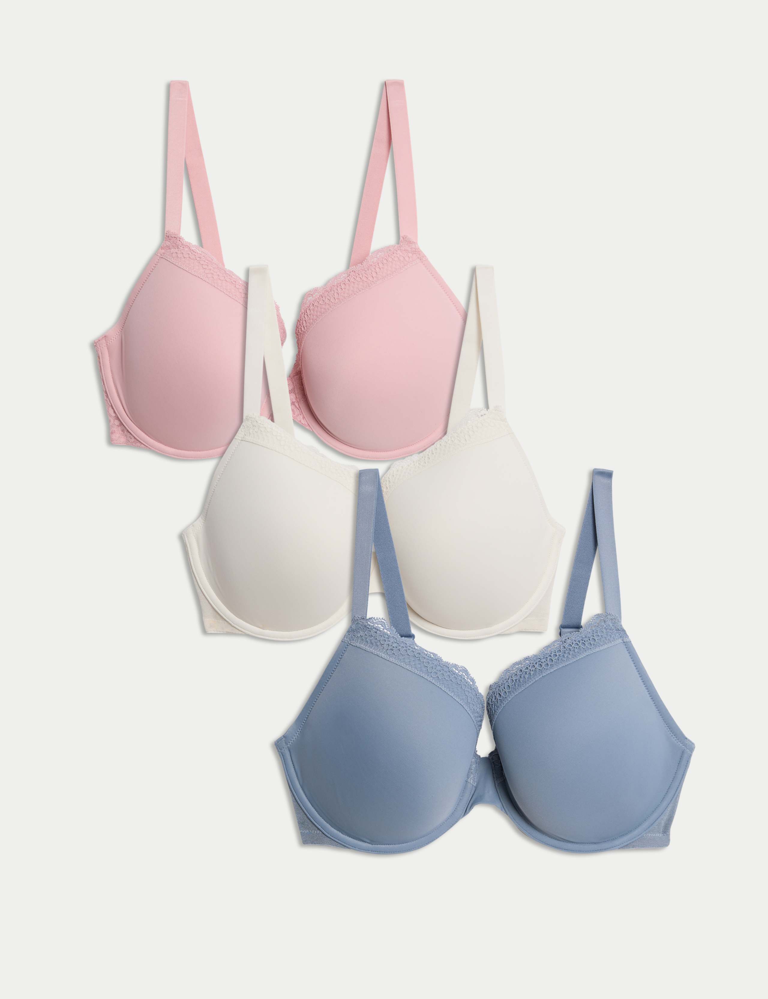3pk Wired Extra Support Padded Plunge Bras F+ 1 of 7
