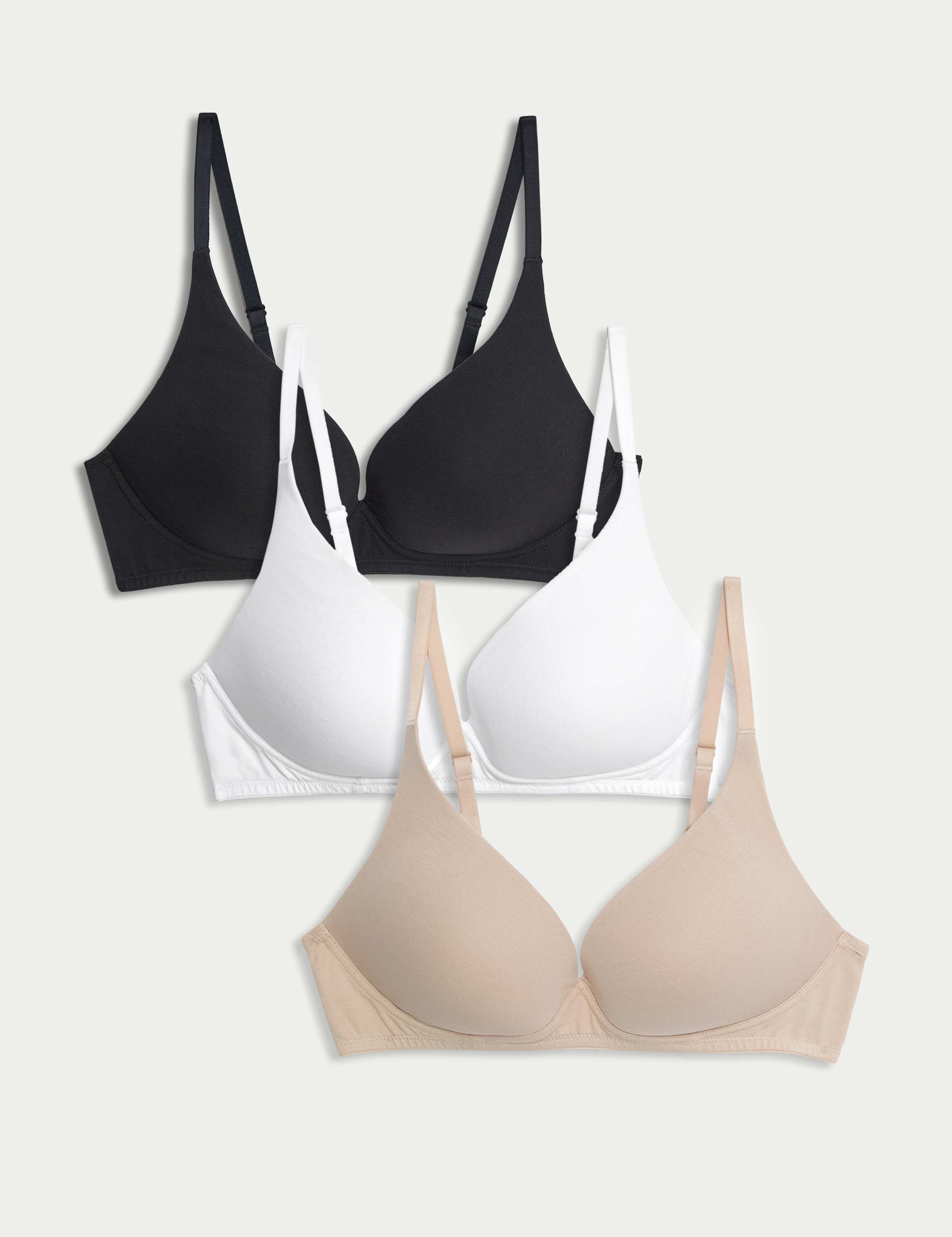 3pk Non Wired Plunge T-Shirt Bras A-E 1 of 6