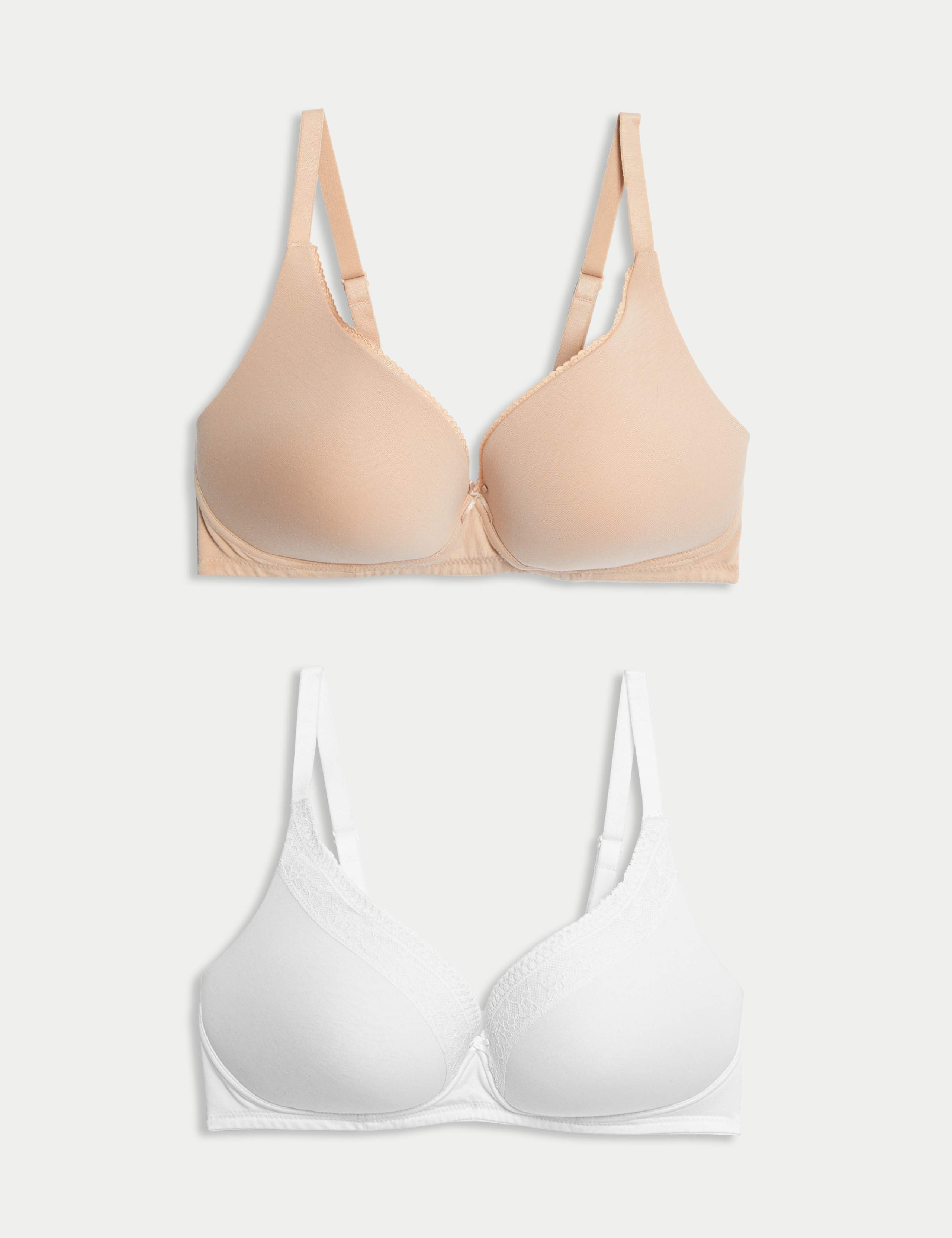 2Pk Cotton Plunge Lounge Bra 1 of 6
