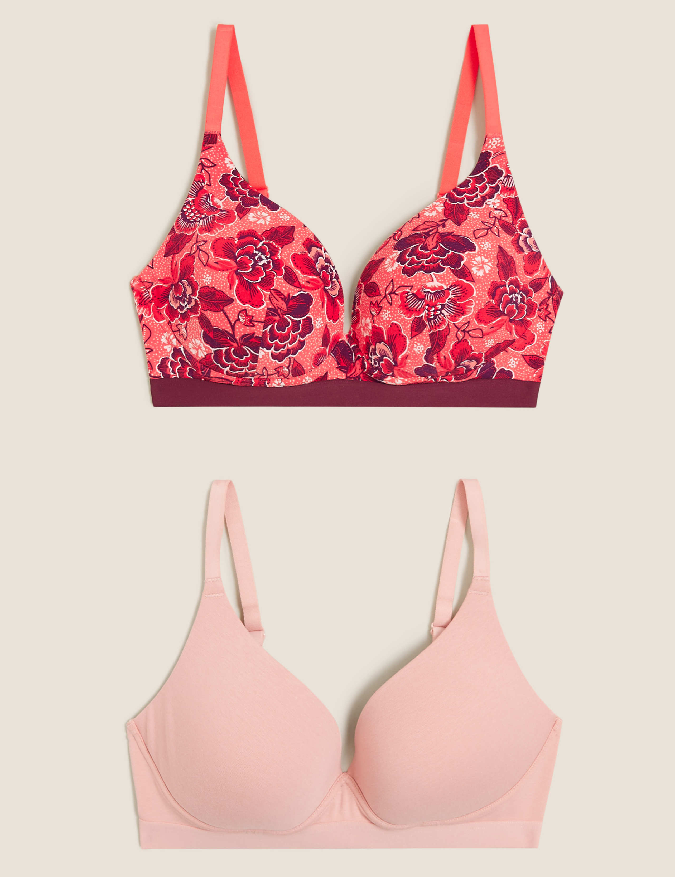 2pk Cotton Non Wired T-Shirt Bras A-E 1 of 7