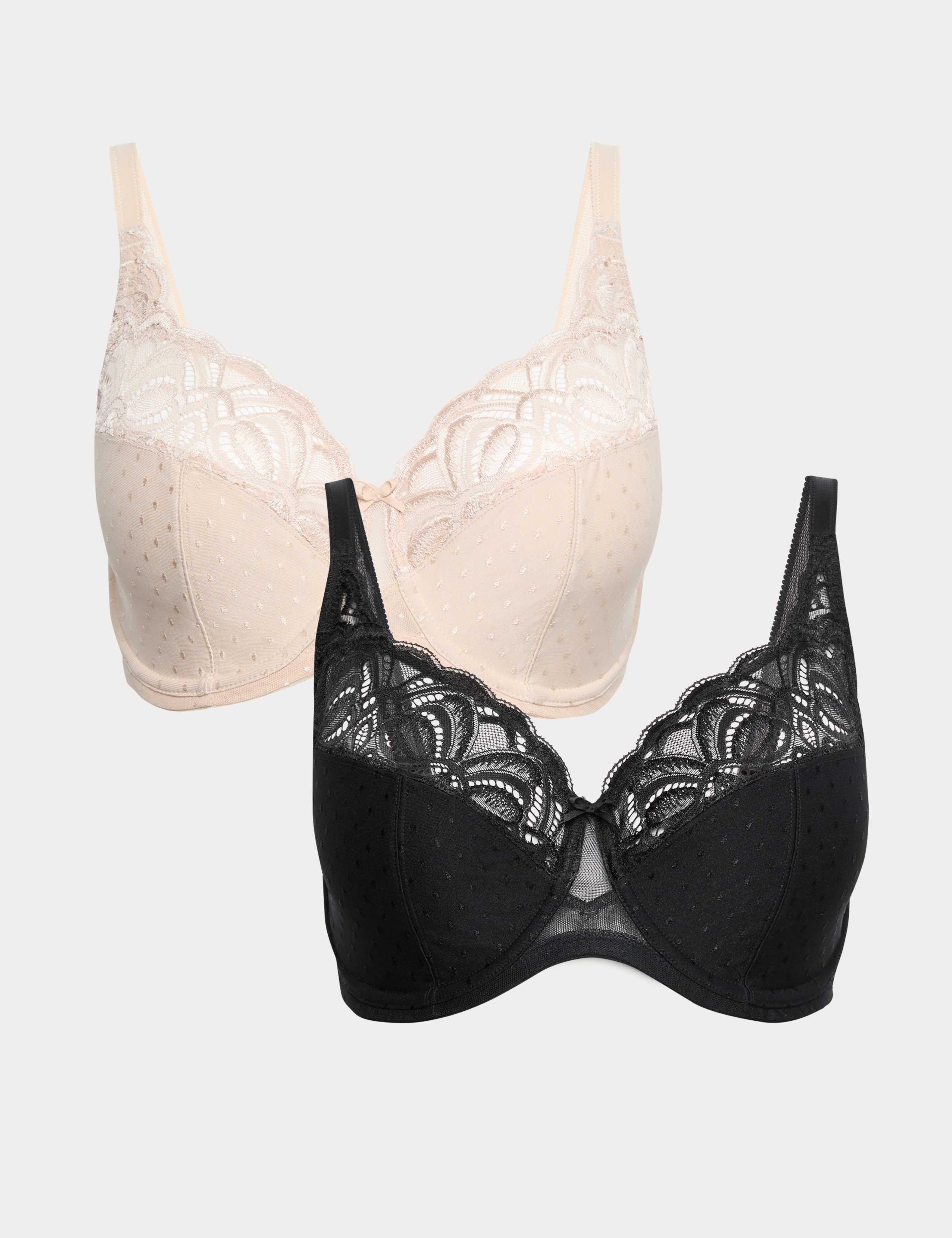 2 Pack Amelia Lace Wired Full Cup Bras F-J 1 of 8