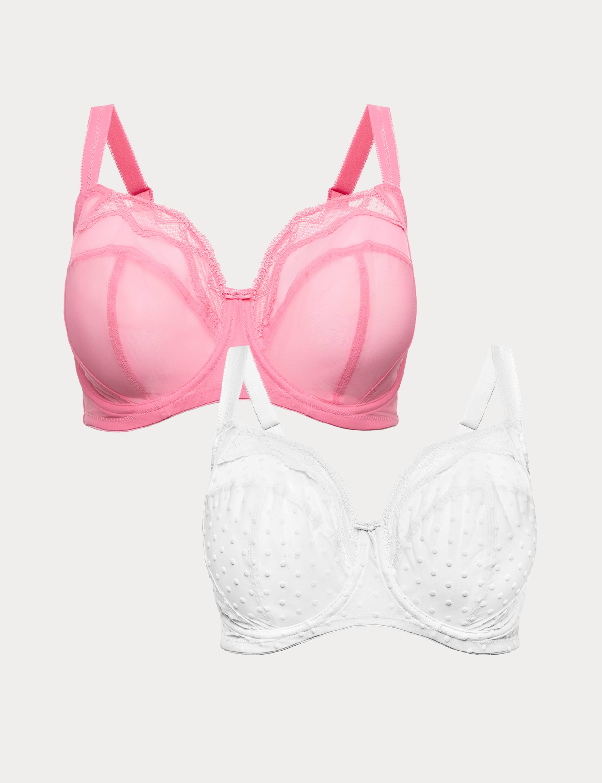 2 Pack Mesh Extra Support Bras F-J 1 of 7