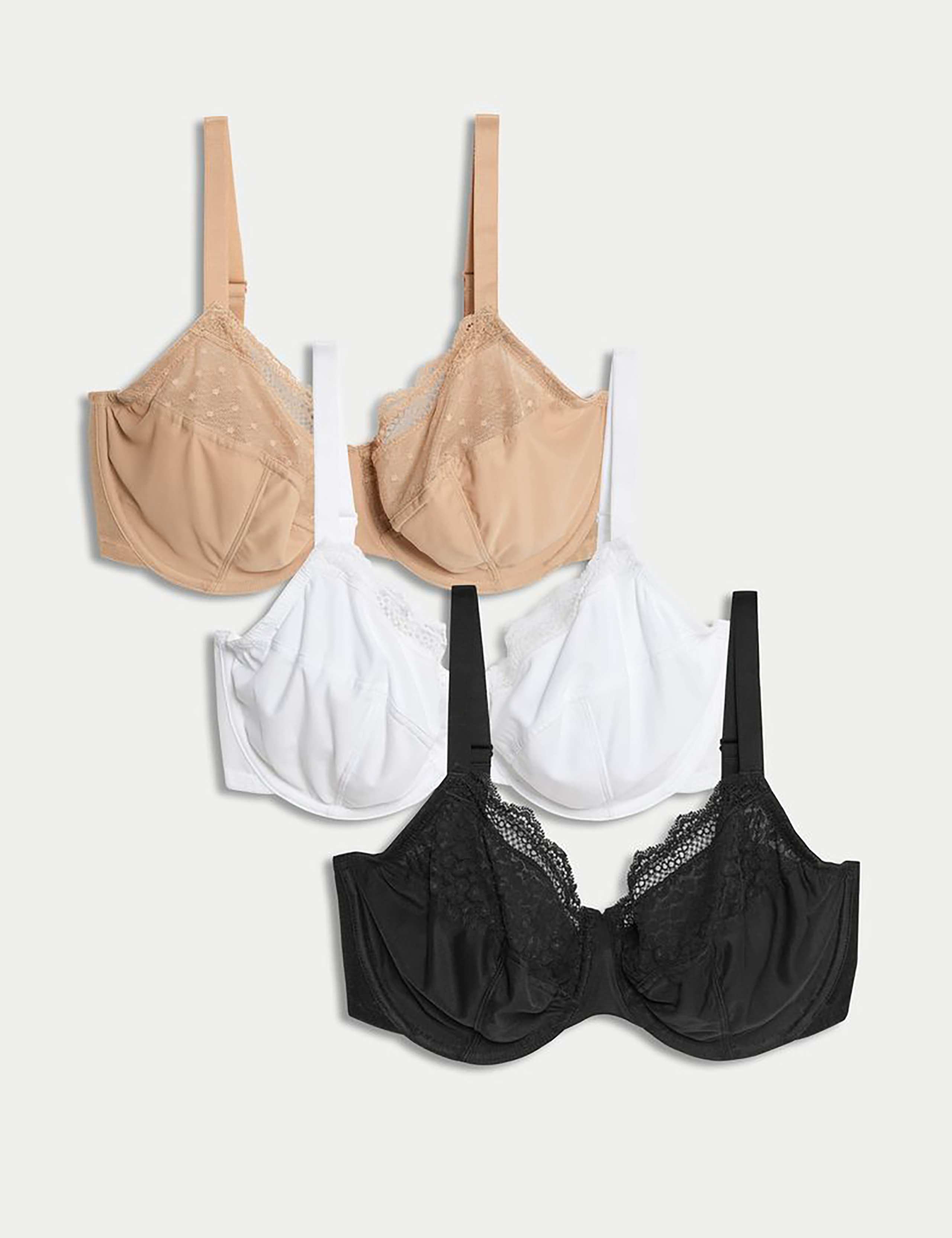 3 Pack Wired Full Cup Bras F-H 1 of 9