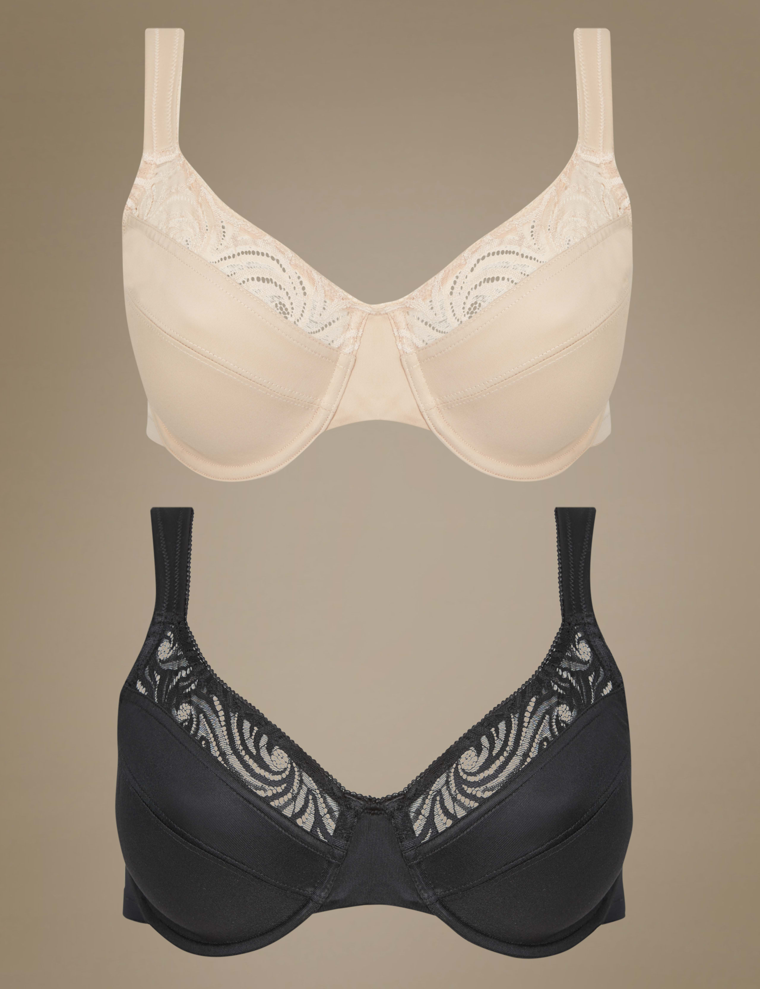 2 Pack Lace Insert Minimiser Full Cup Bras C-G 2 of 5