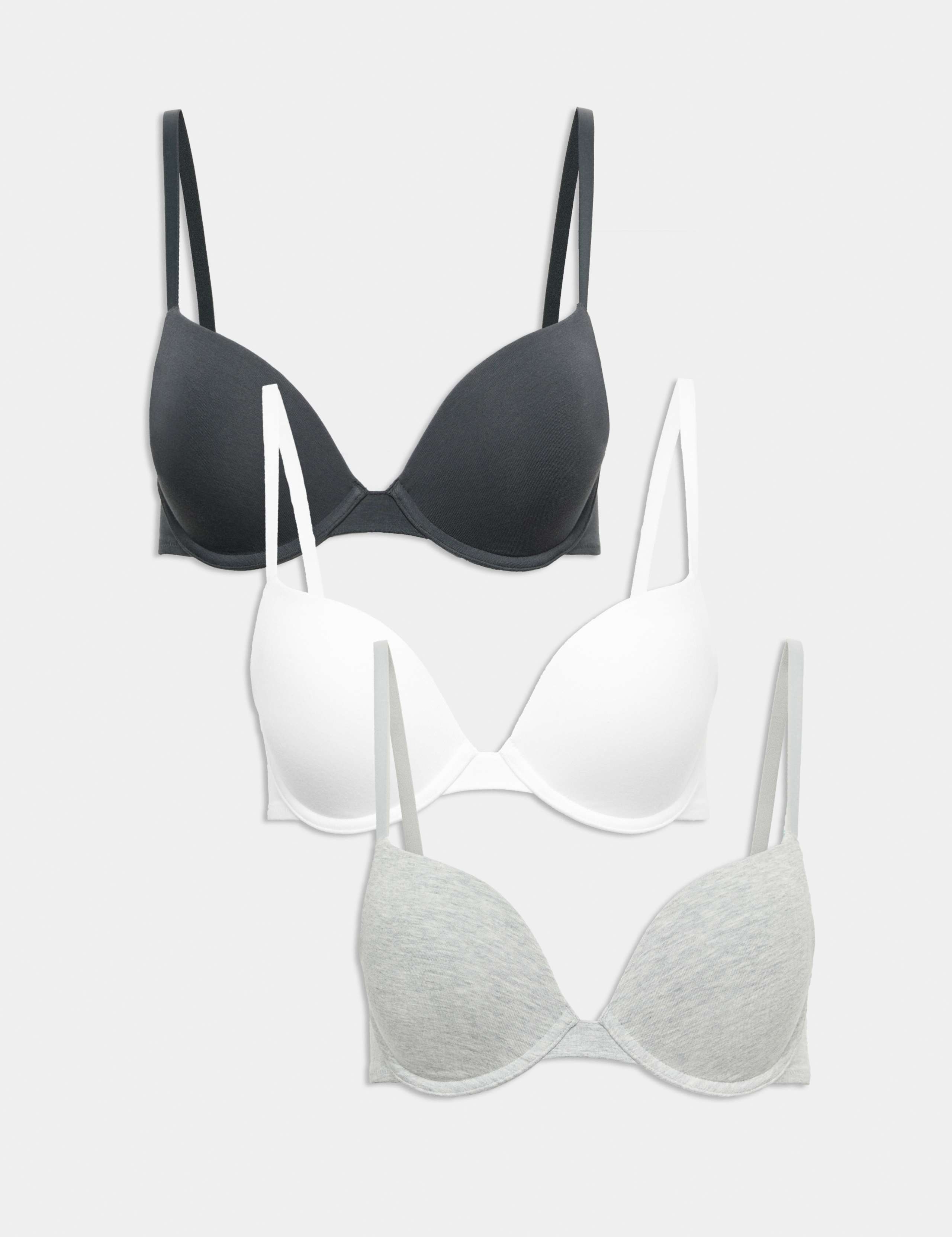 3pk Cotton Rich Wired Push-Up Bras A-E 1 of 1