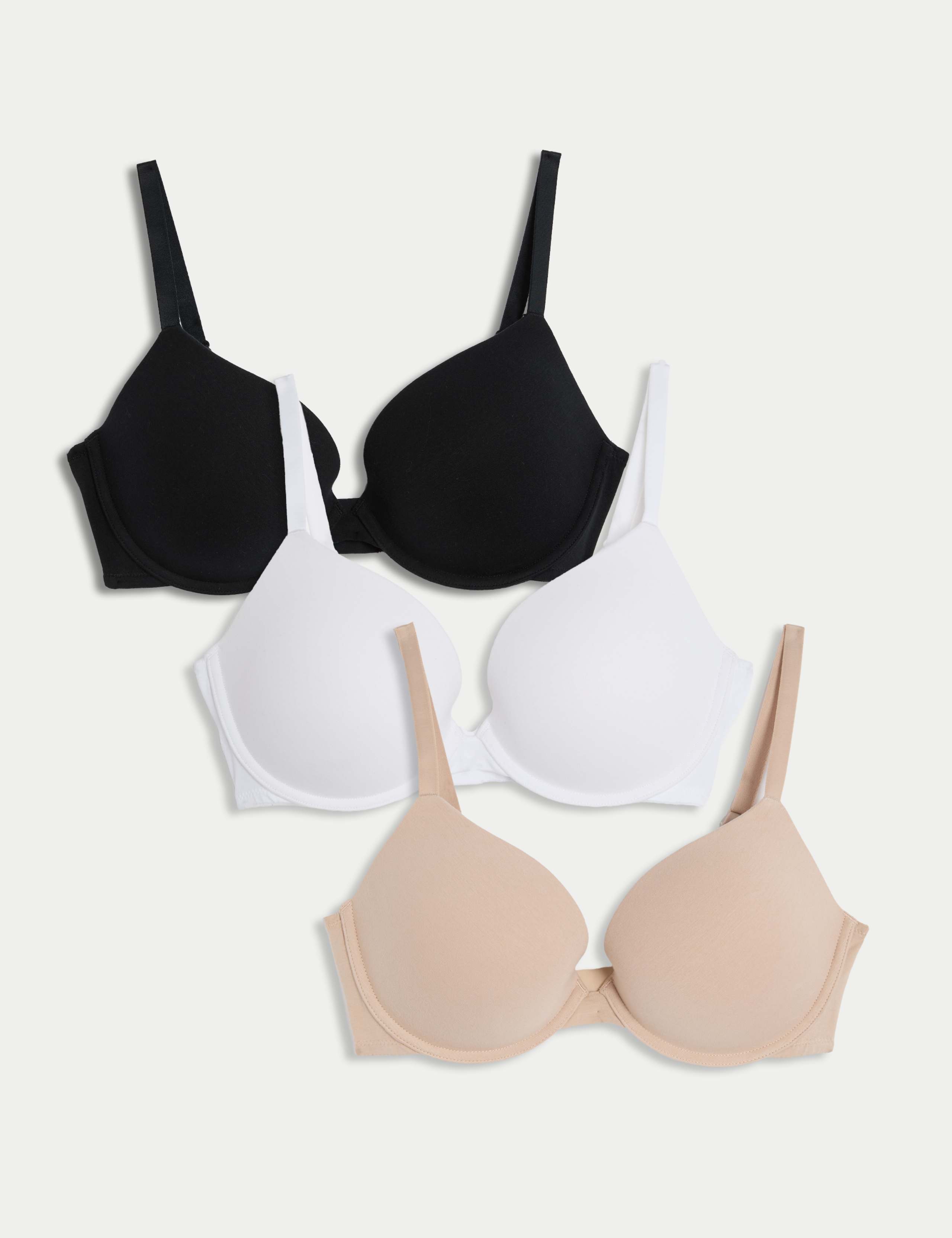 3pk Cotton Wired Push-Up Bras A-E 1 of 3