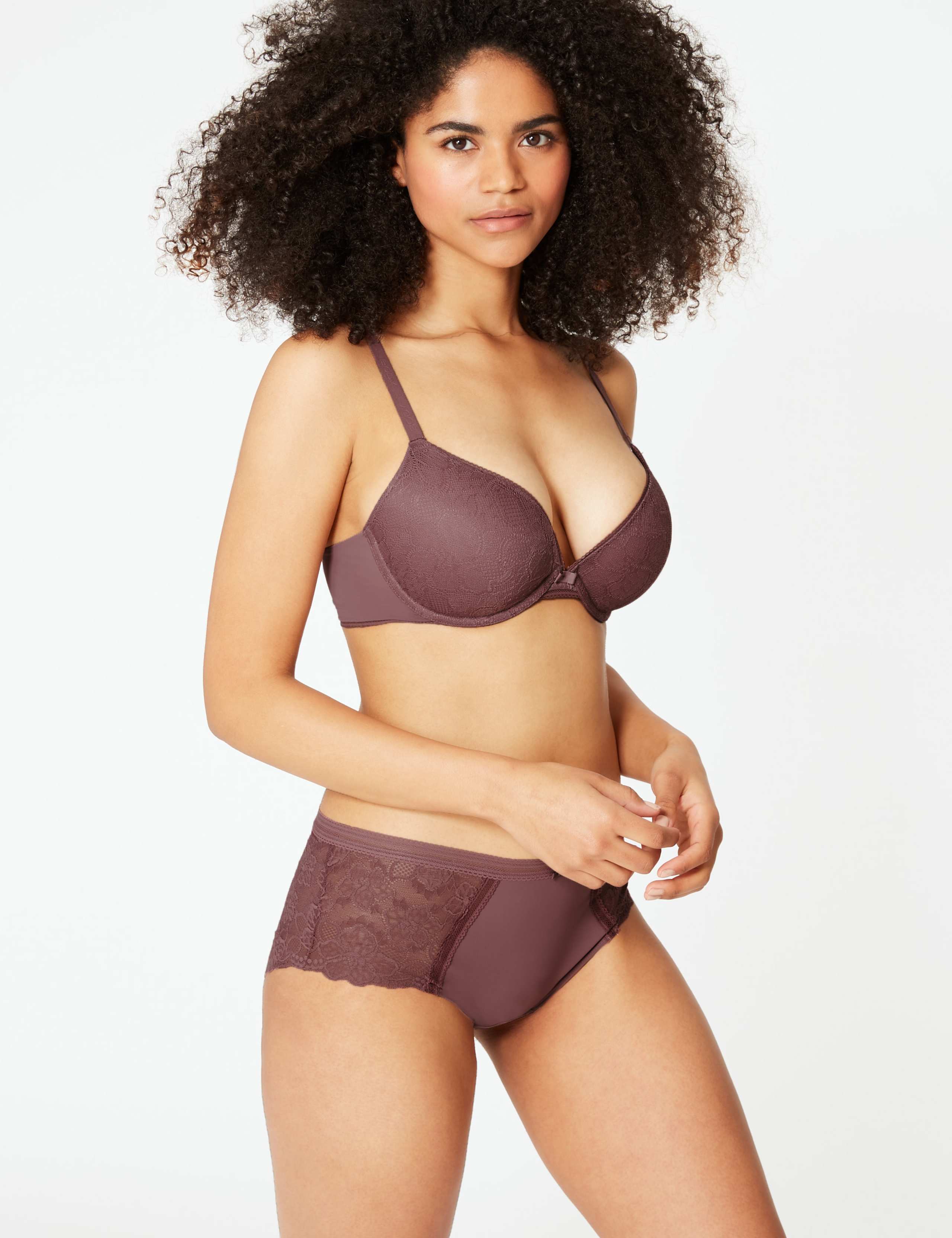 Body™ Lace Padded Push-up Plunge Bra A-E 1 of 4