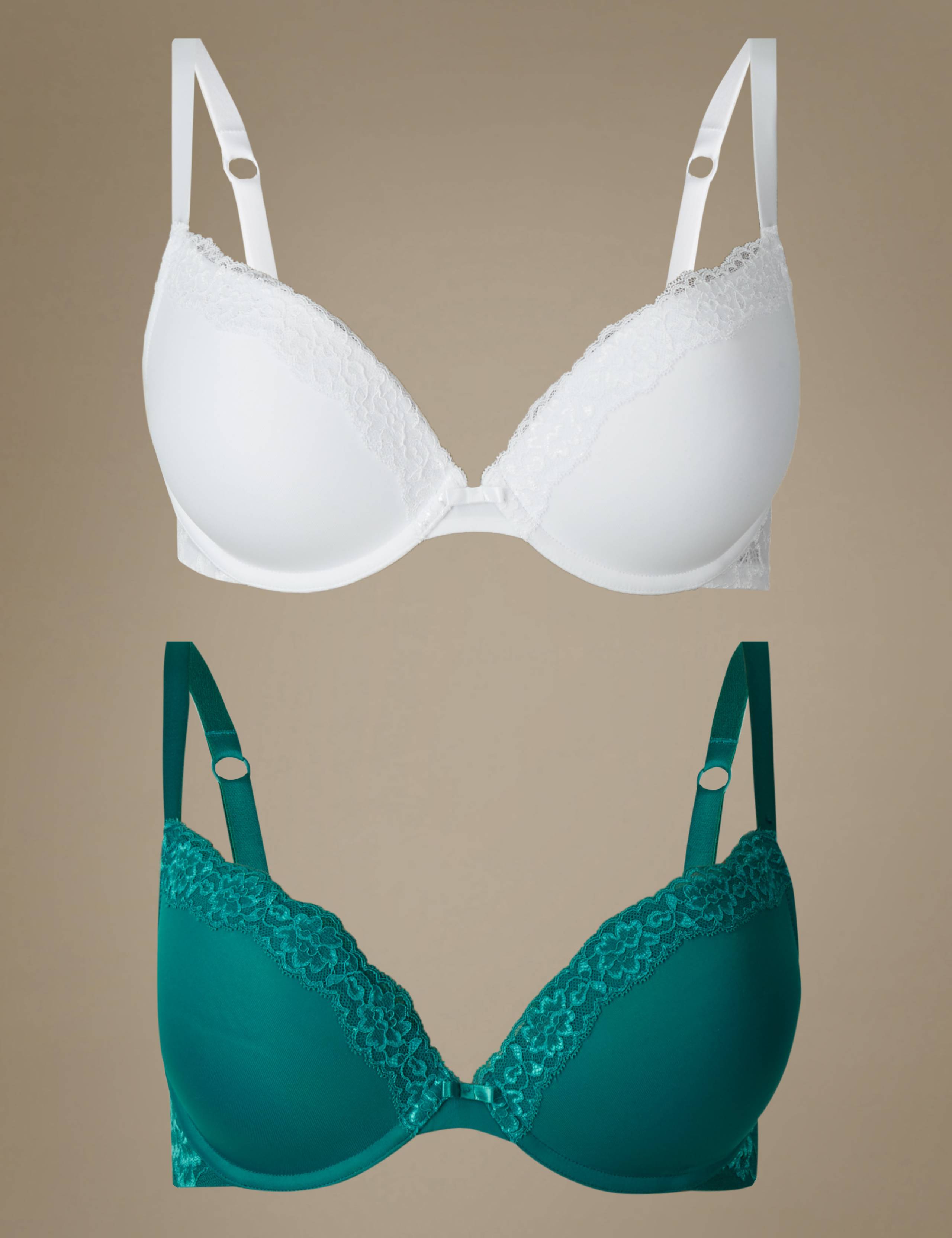 2 Pack Lace Padded Push-up Bras A-E 1 of 4