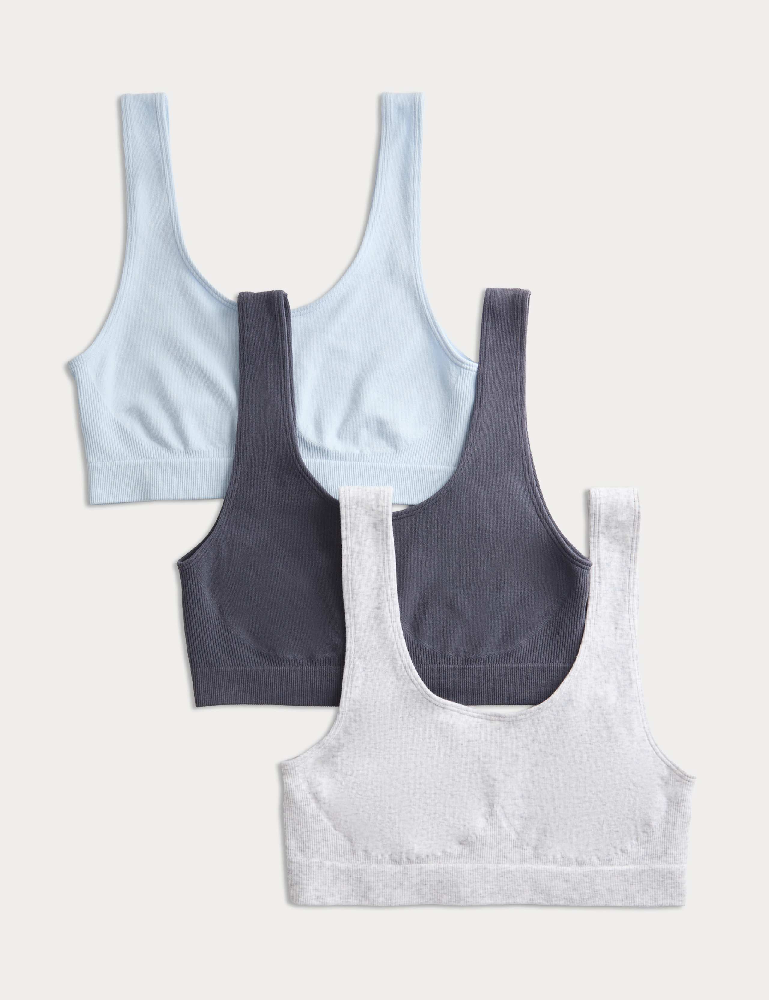 3pk Seamless Non Wired Crop Tops 1 of 5