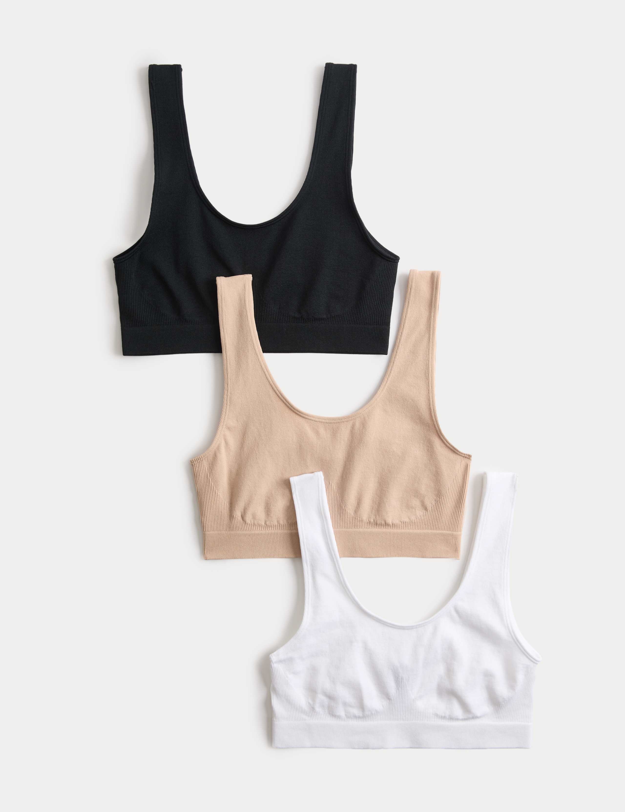3 Pack Seamless Non Wired Crop Tops 1 of 6