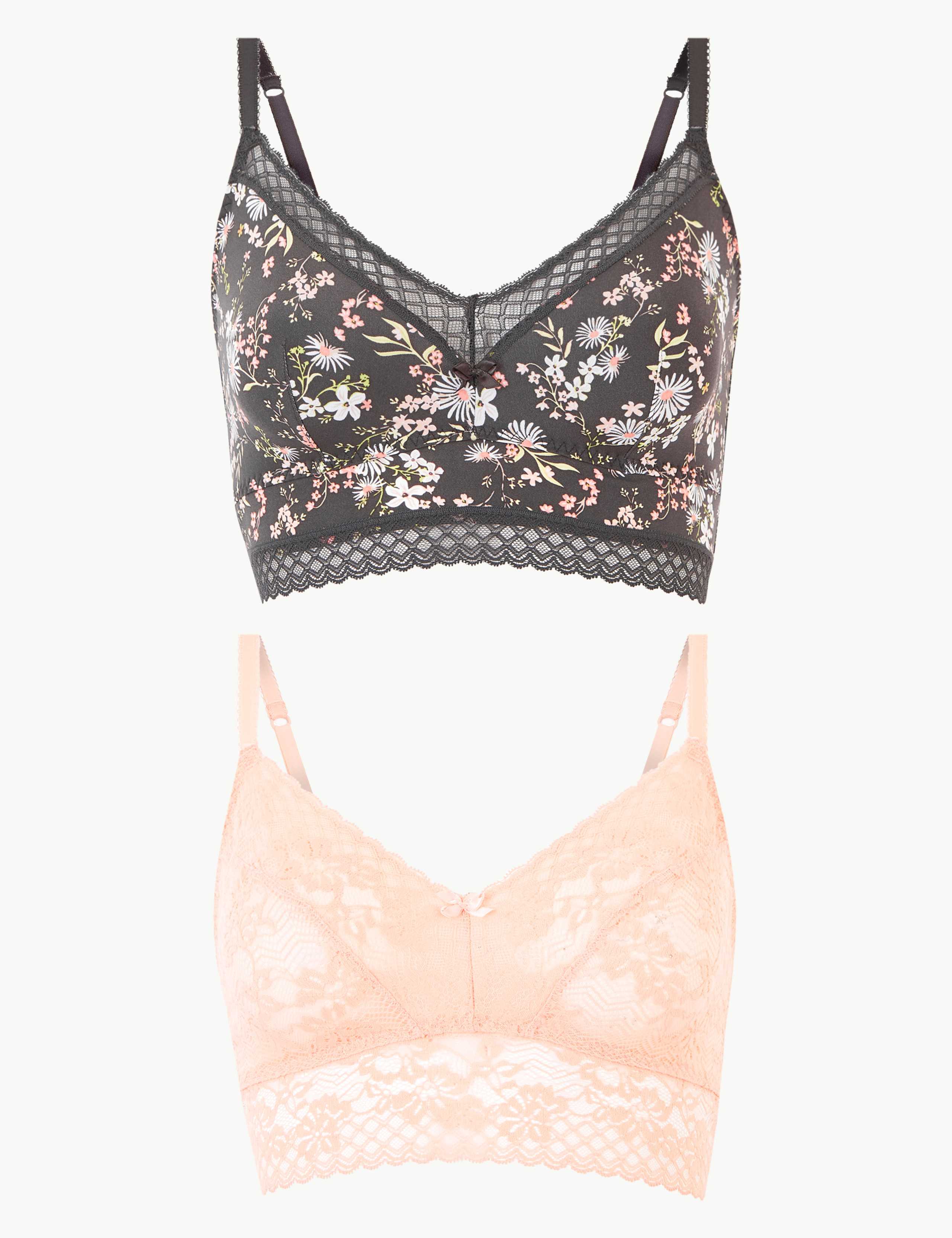 2 Pack Lace Non-Padded Bralet 1 of 5