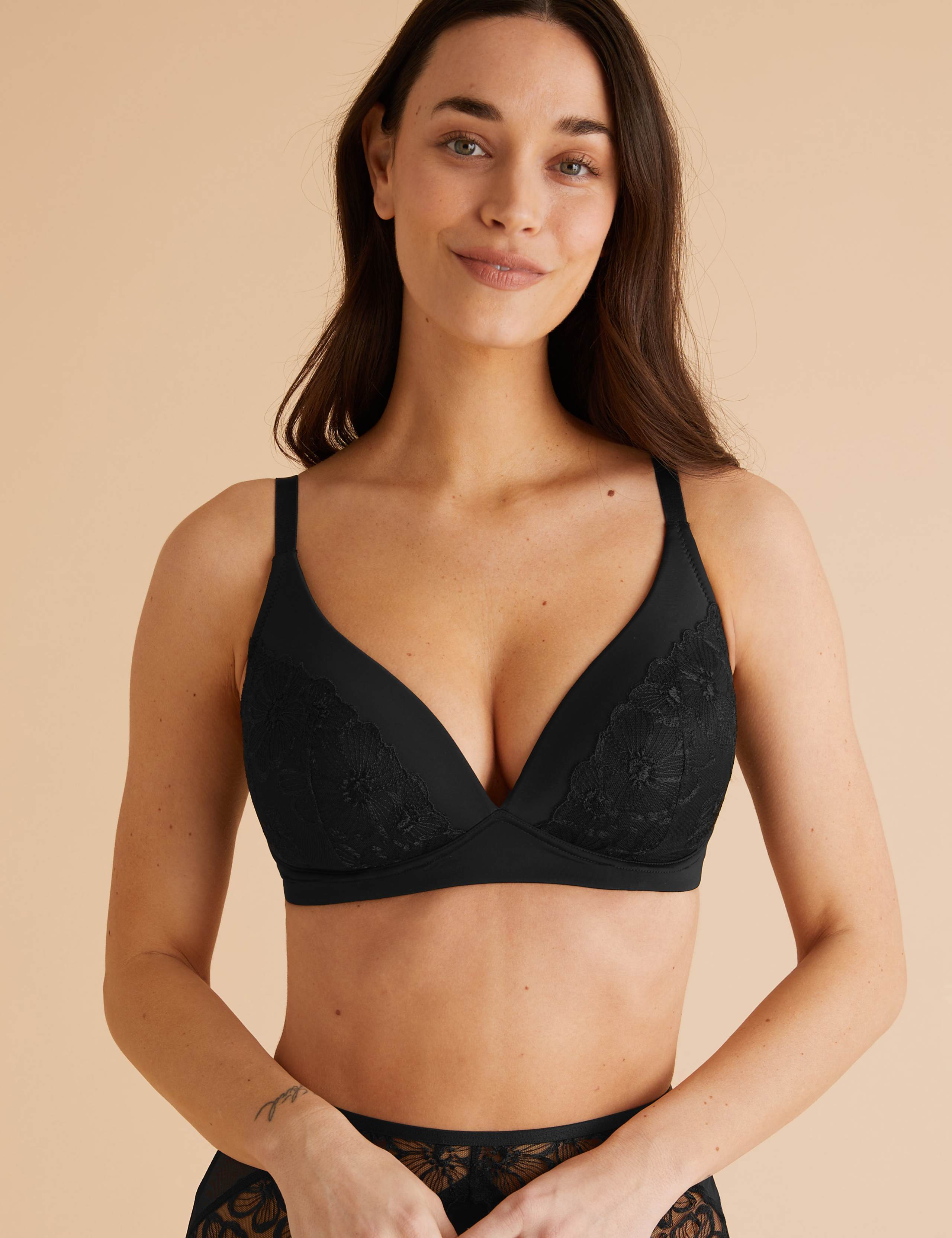 Embrace Embroidered Non Wired Plunge Bra A-E 1 of 7