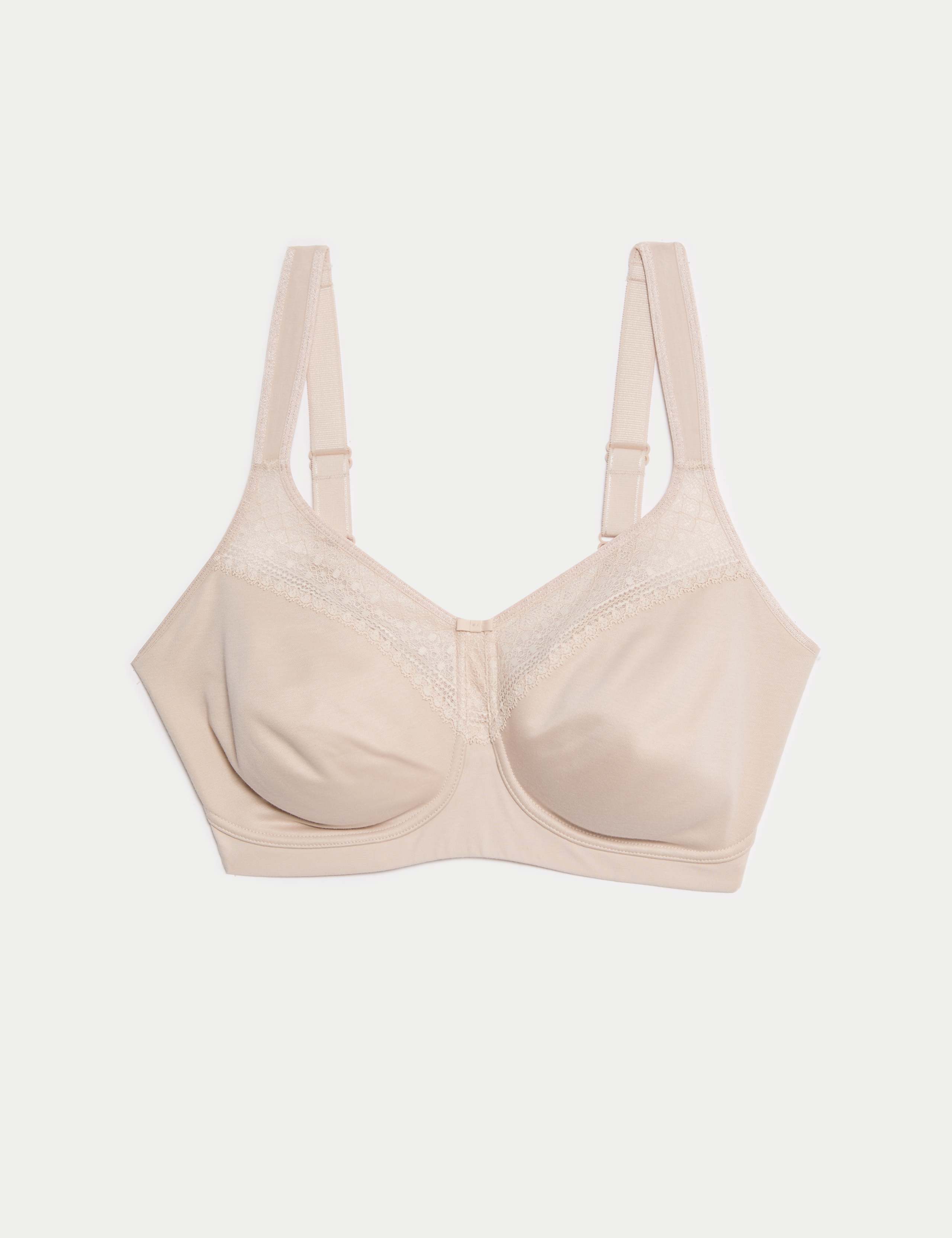 Cotton Blend & Lace Non Wired Total Support Bra B-H 2 of 7
